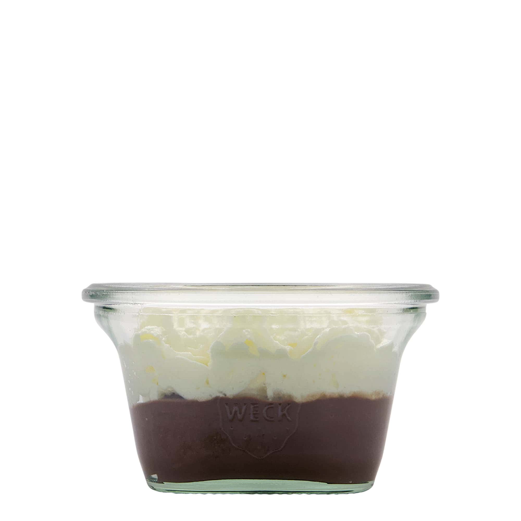 290 ml WECK-Quadroglas, fyrkantigt, öppning: rund kant 290 ml WECK-Quadroglas, fyrkantigt, öppning: rund kant