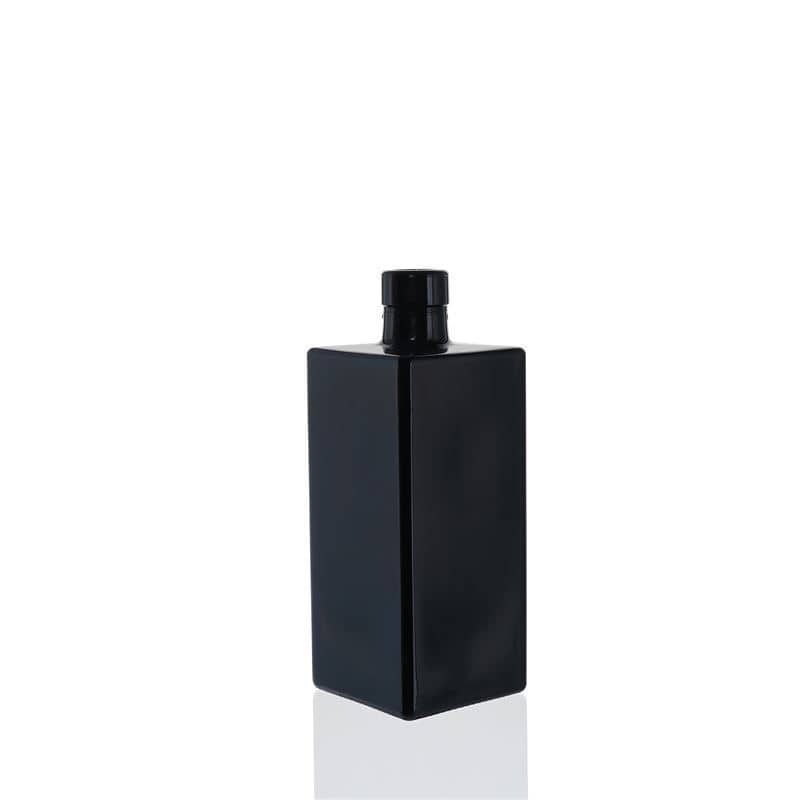 500 ml glasflaska 'Raphaela', kvadratisk, svart, mynning: kork