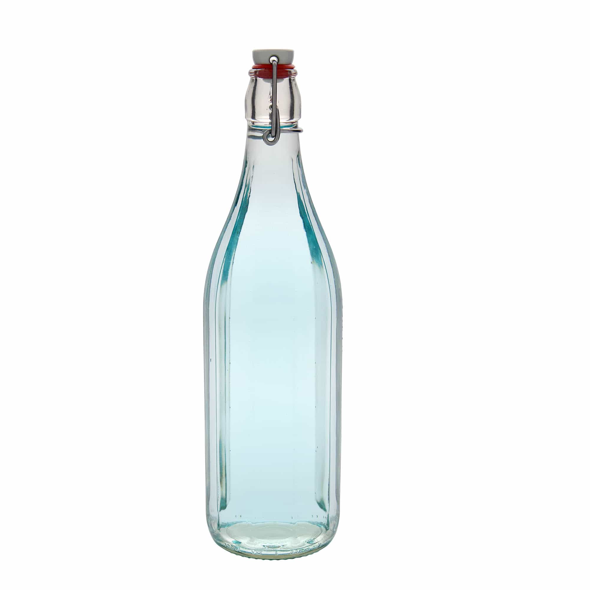 1.000 ml glasflaska 'Bravo' #, tiohörnig, mynning: bygelstängning