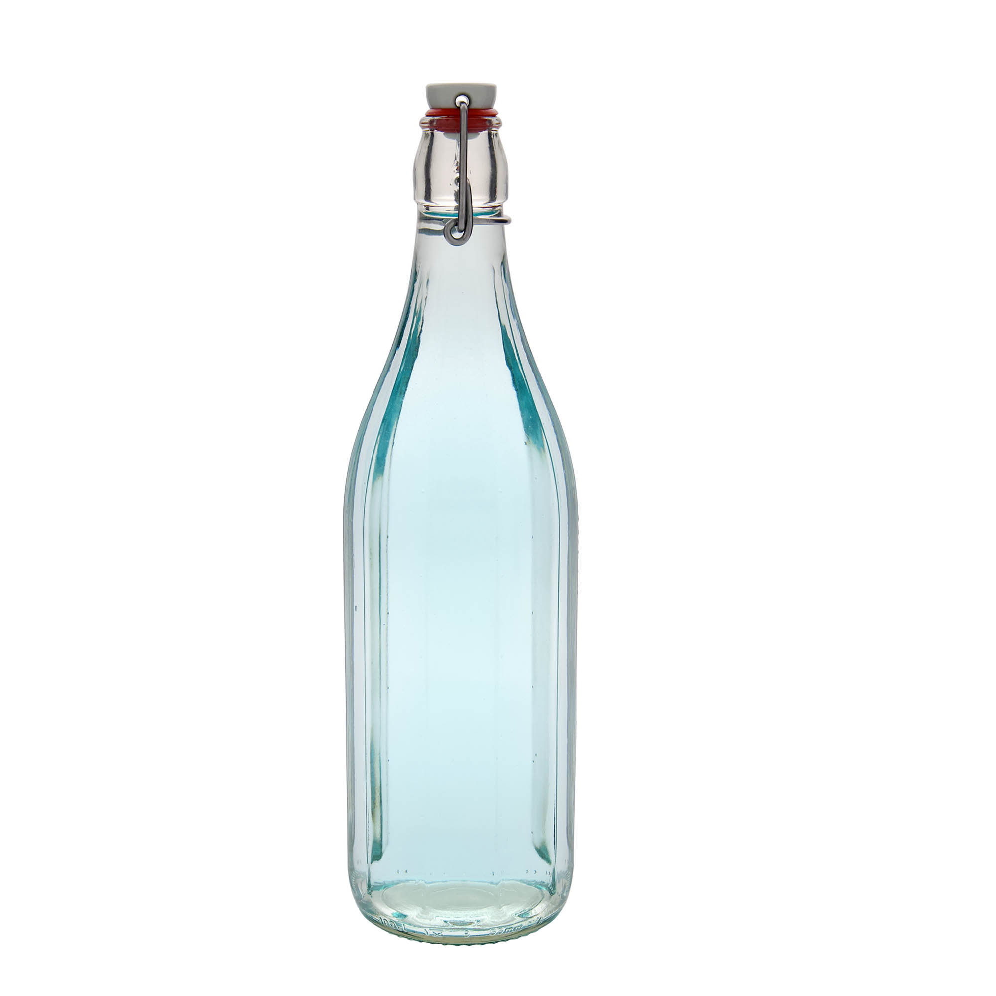 1.000 ml glasflaska 'Bravo' #, tiohörnig, mynning: bygelstängning 1.000 ml glasflaska 'Bravo' #, tiohörnig, mynning: bygelstängning