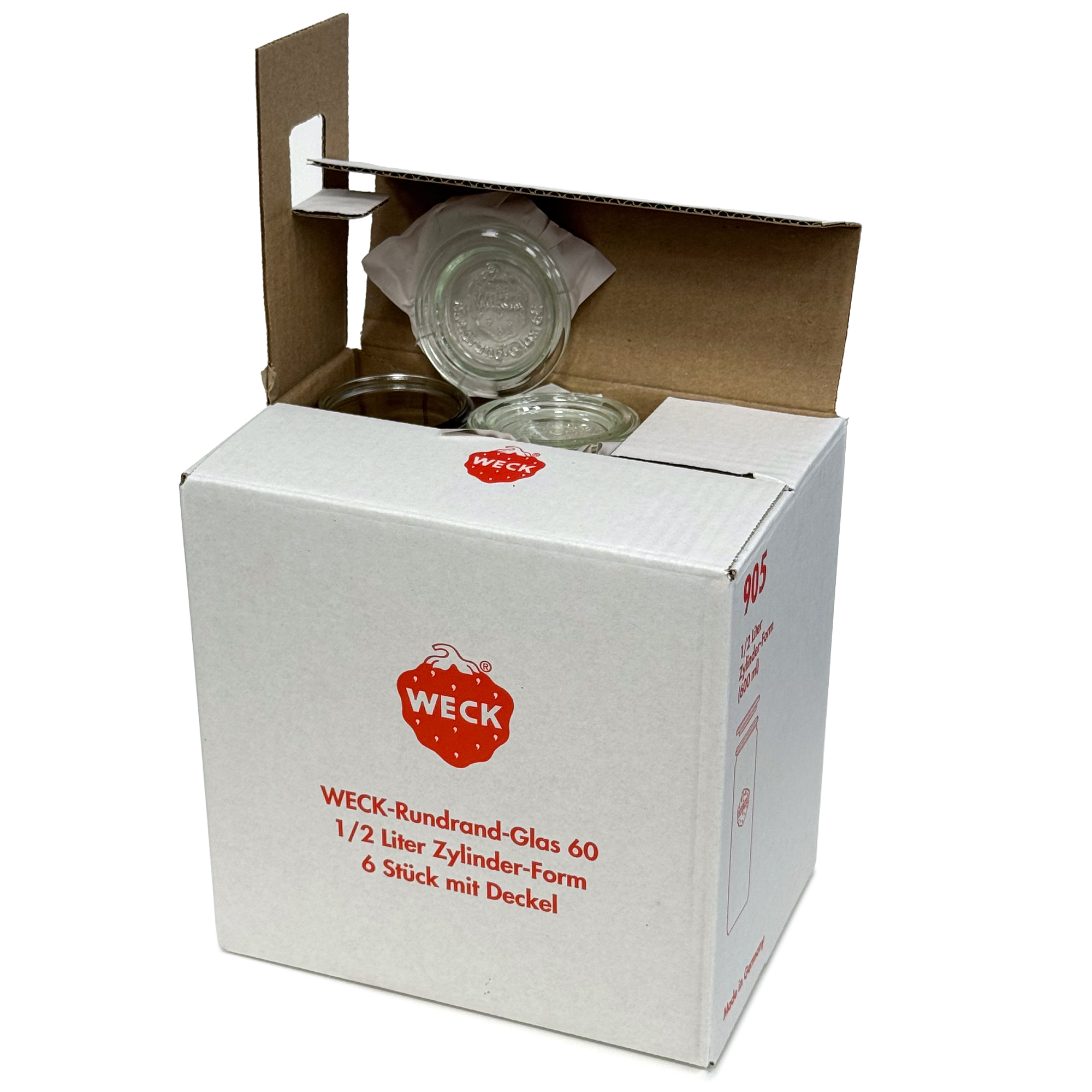 6x 600 ml WECK-cylinderglas med glaslock RR 60