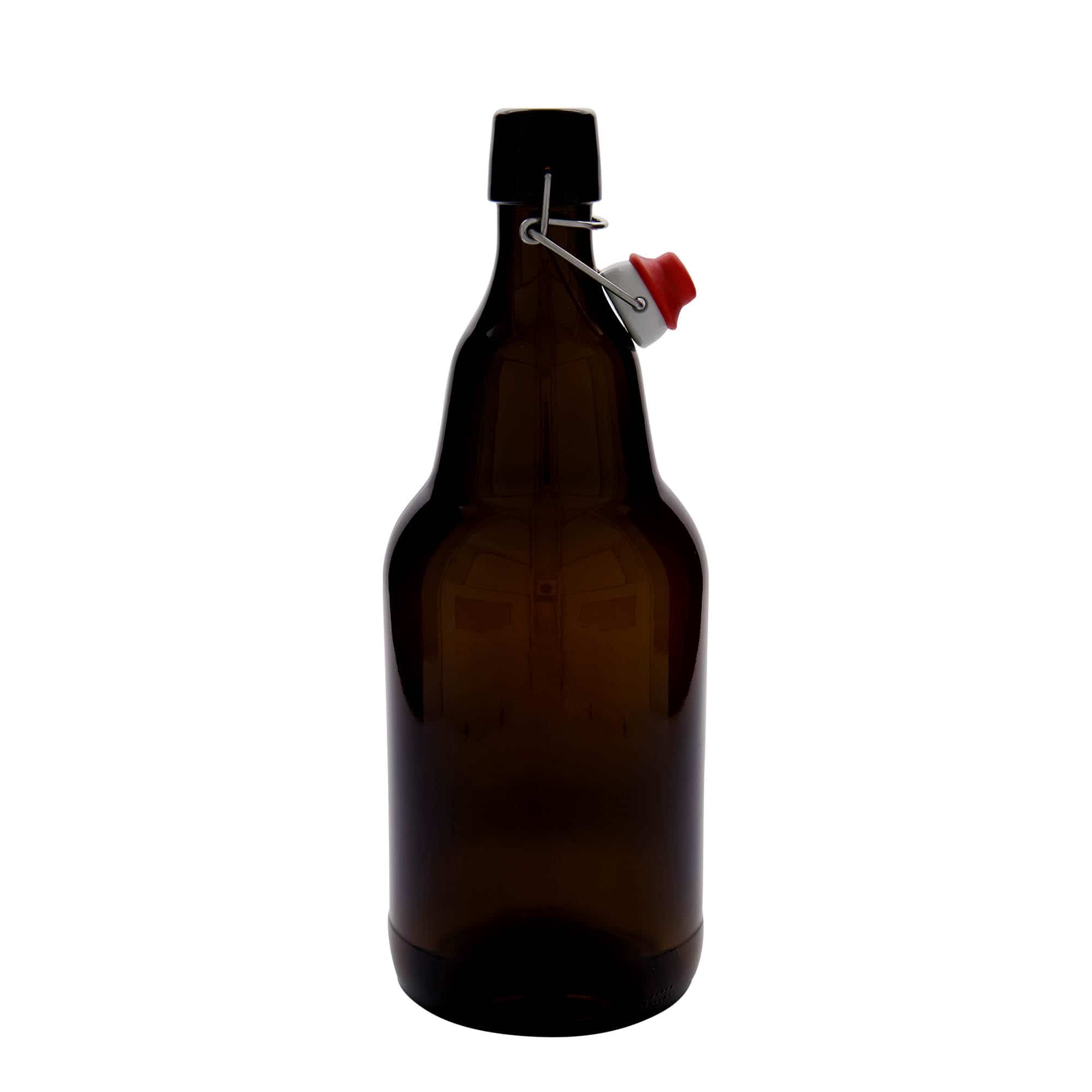 2 000 ml ölflaska, glas, brun, mynning: patentkork 2 000 ml ölflaska, glas, brun, mynning: patentkork