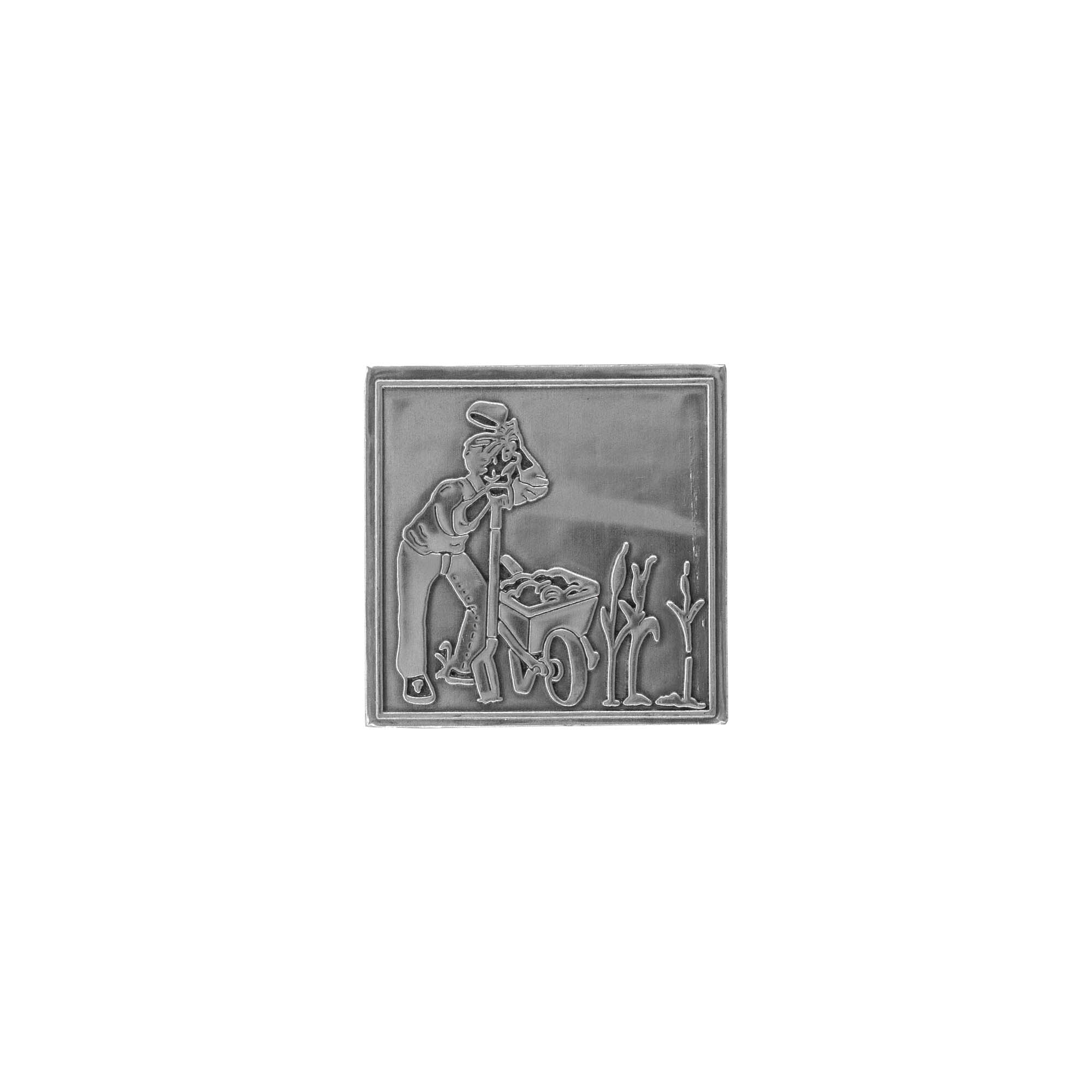 Tennetikett 'Gärtner', kvadratisk, metall, silver