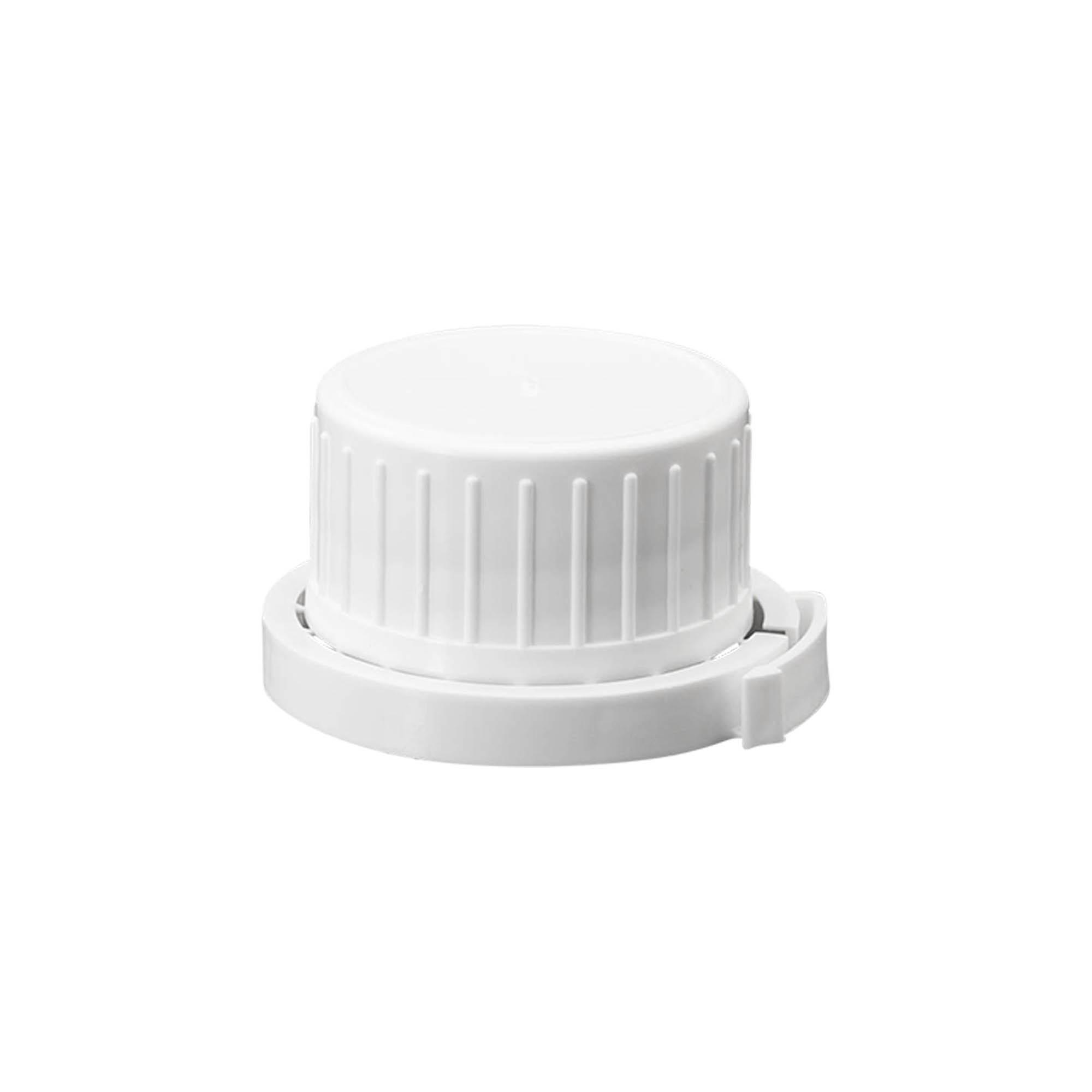 Skruvkork aluminiumflaska, PP-plast, vit, för mynning: DIN 32 Skruvkork aluminiumflaska, PP-plast, vit, för mynning: DIN 32