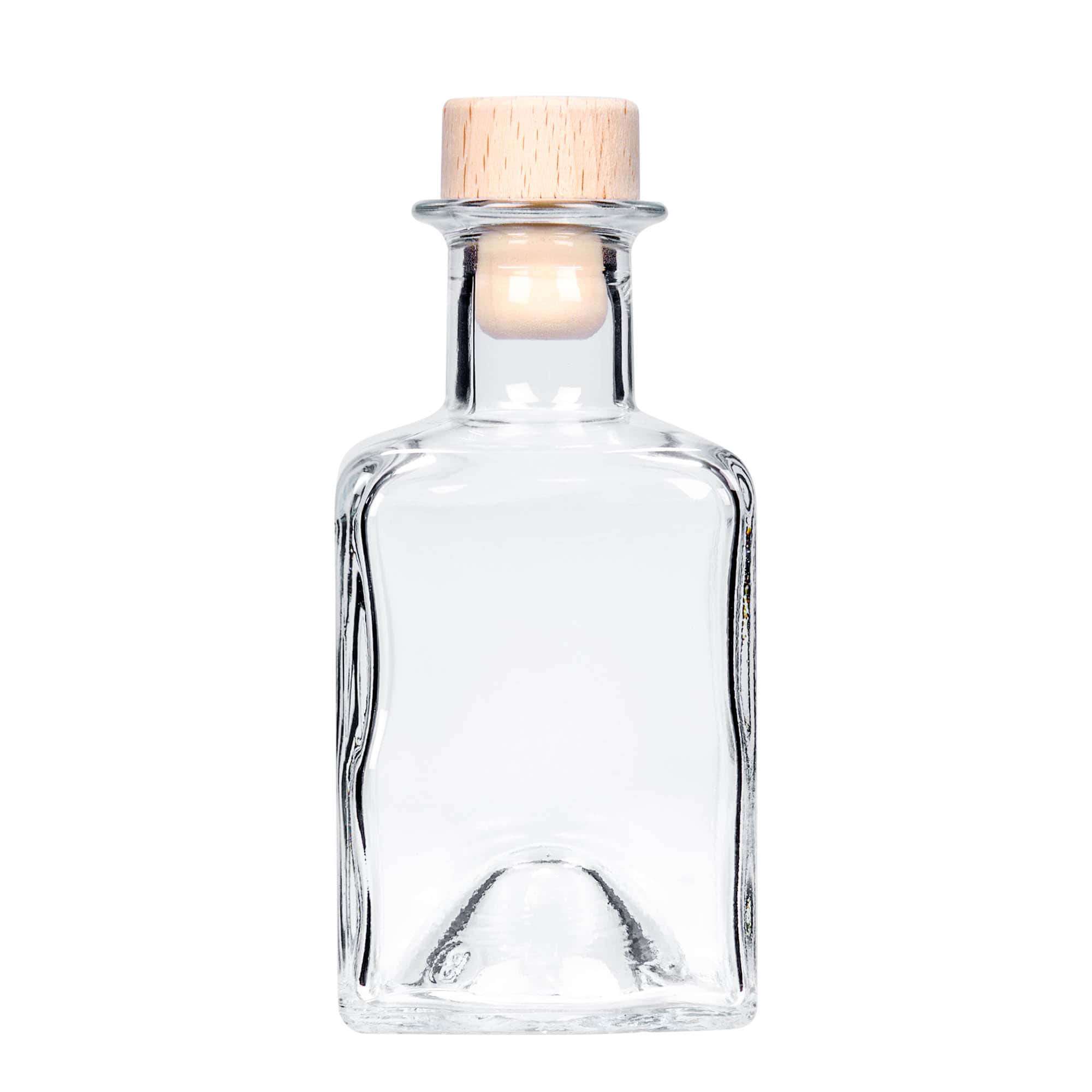200 ml glasflaska 'Kubica', kvadratisk, mynning: kork
