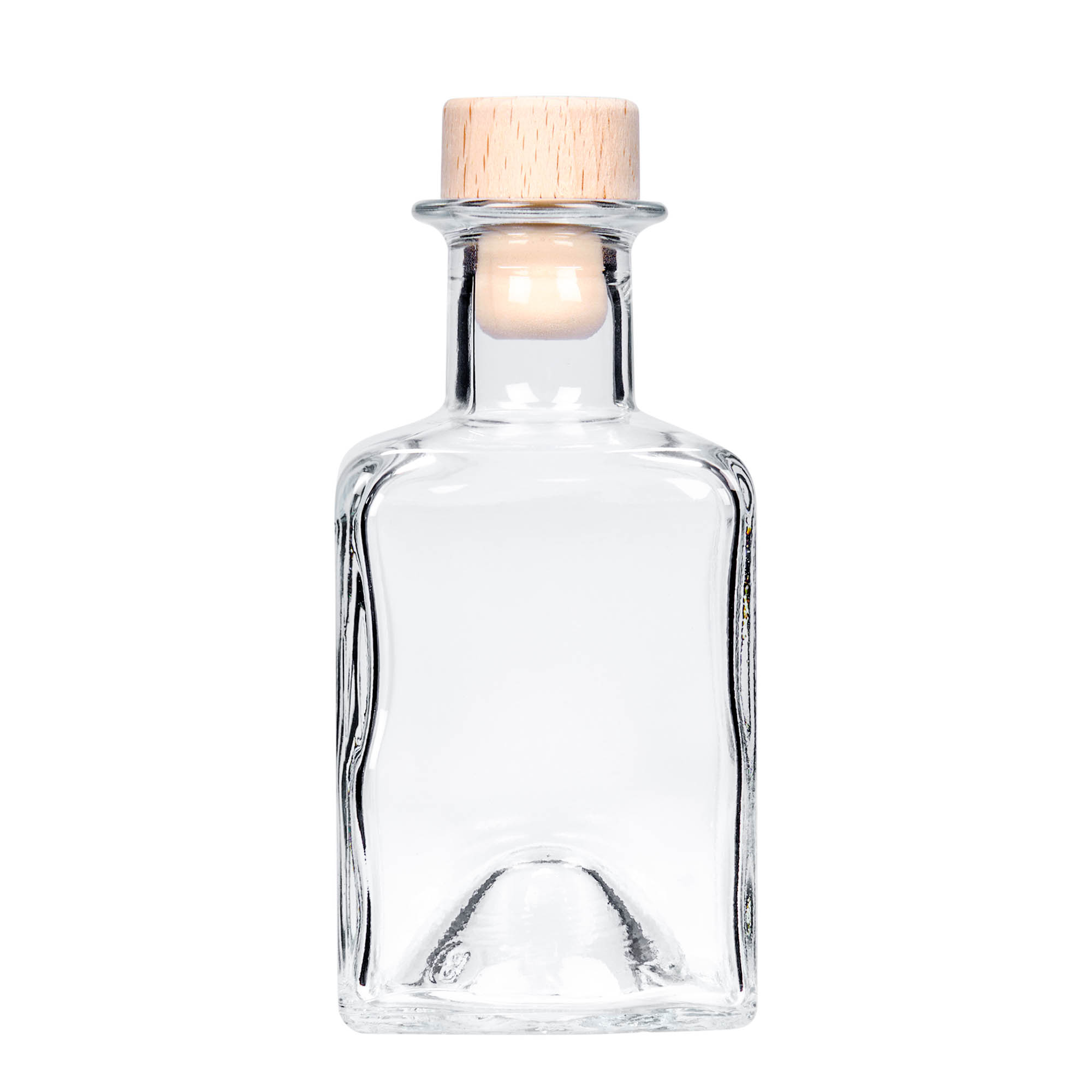 200 ml glasflaska 'Kubica', kvadratisk, öppning: kork