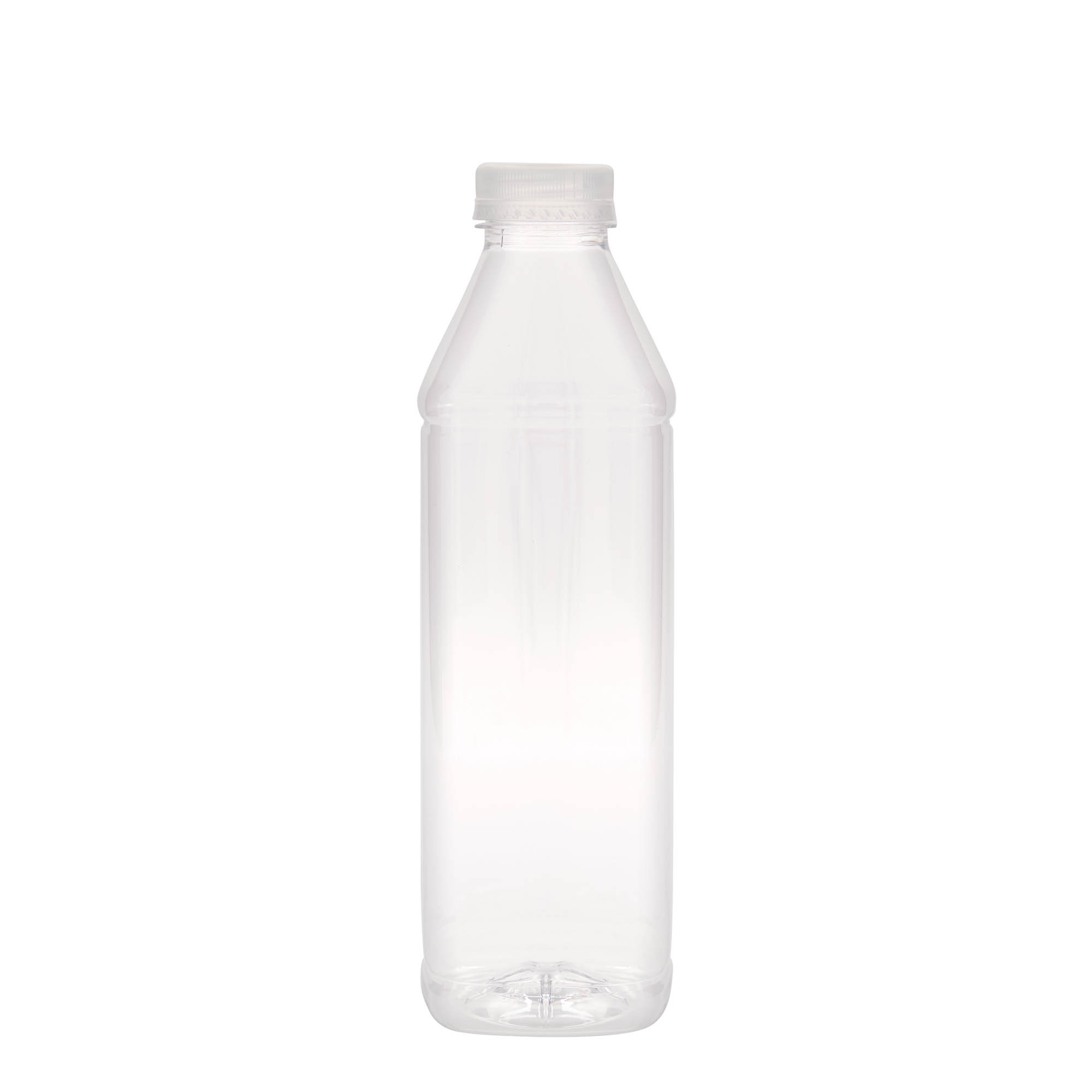 1 000 ml PET-flaska 'Milk and Juice Carré', fyrkantig, plast, öppning: 38 mm