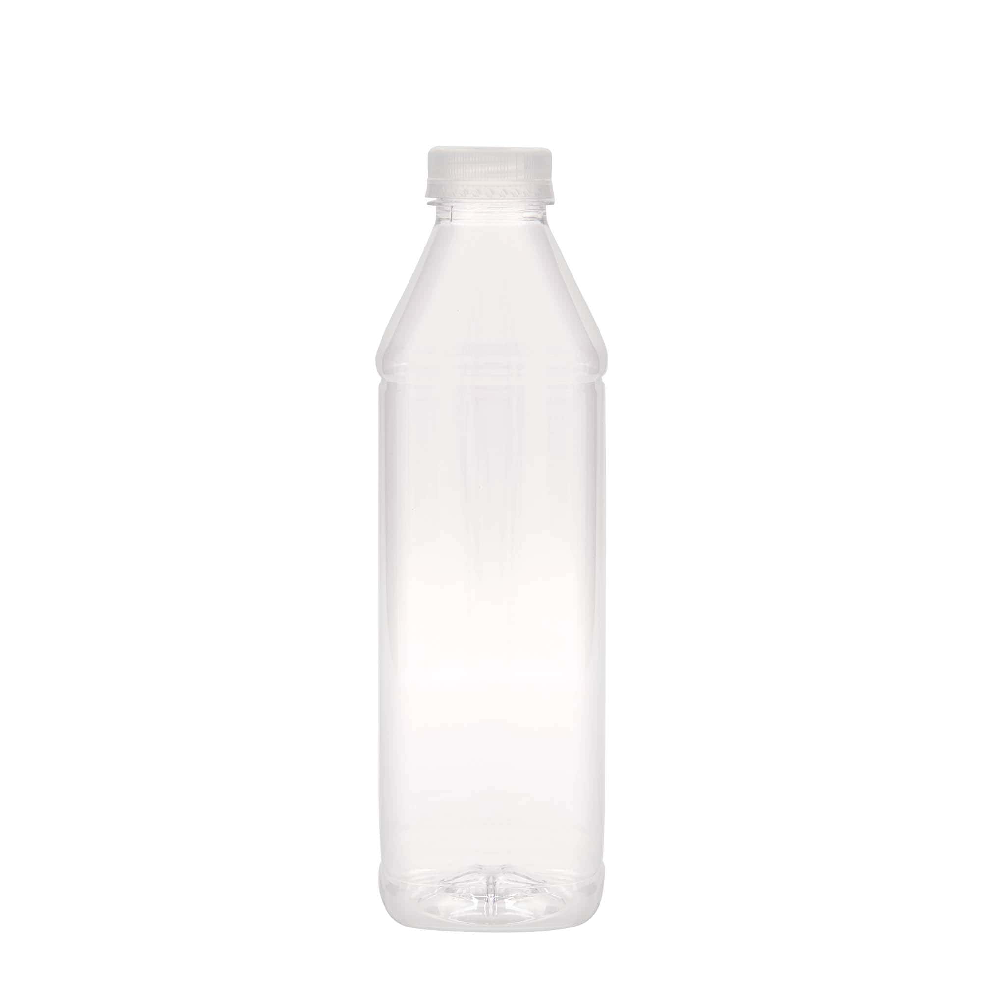 1 000 ml PET-flaska 'Milk and Juice Carré', fyrkantig, plast, öppning: 38 mm