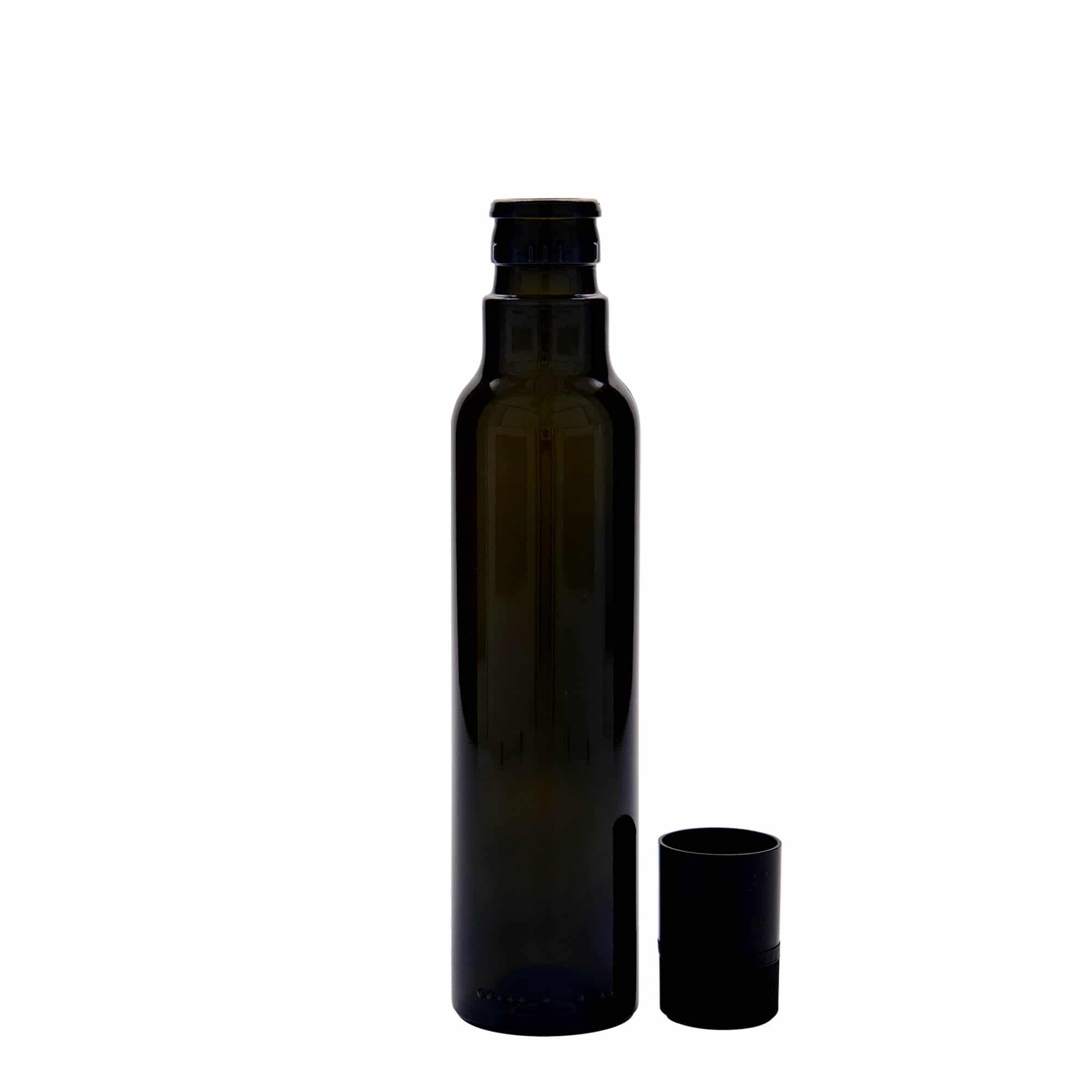 250 ml vinäger-/oljeflaska 'Willy New', glas, antikgrön, mynning: DOP