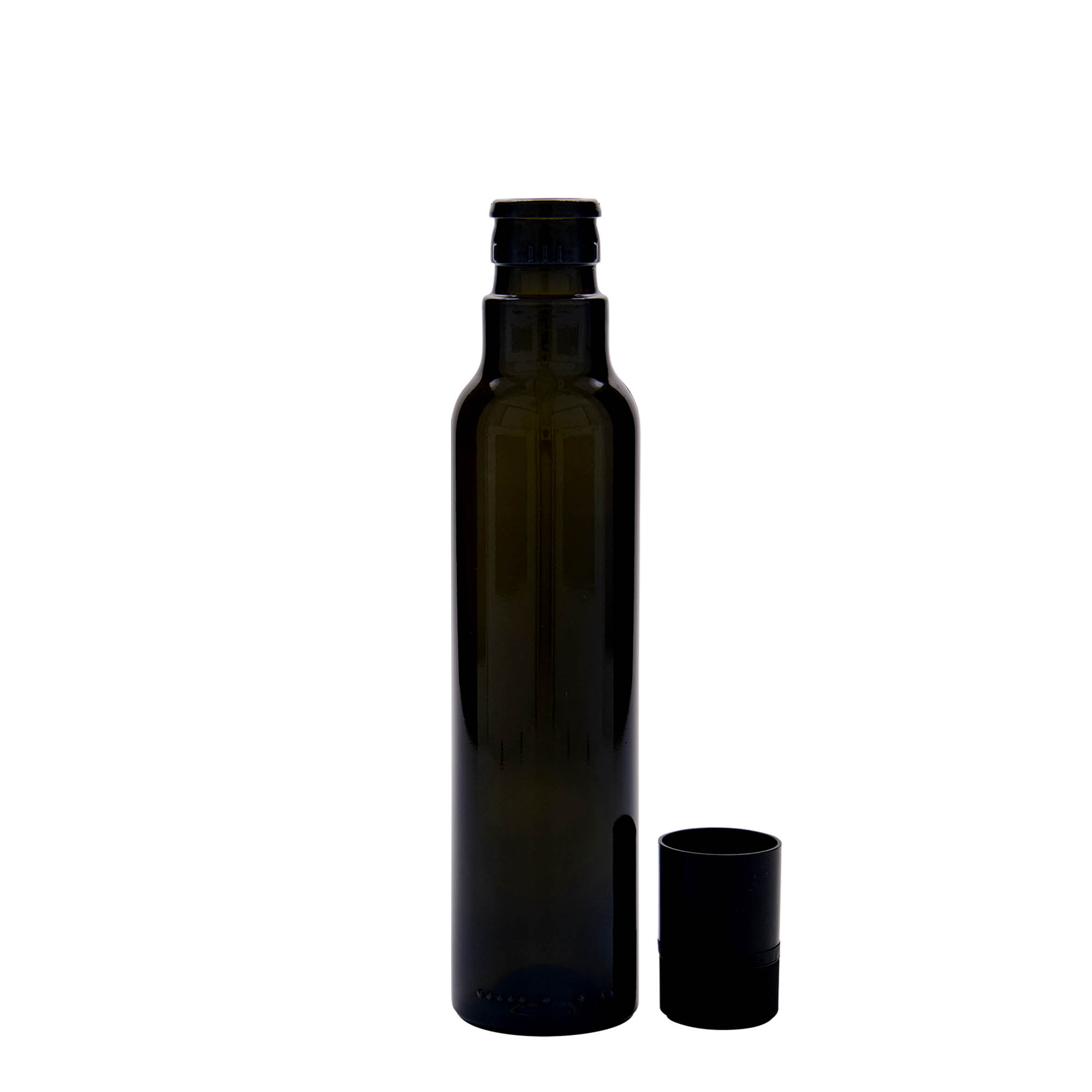 250 ml Vinäger-/oljeflaska 'Willy New', glas, antikgrön, mynning: DOP
