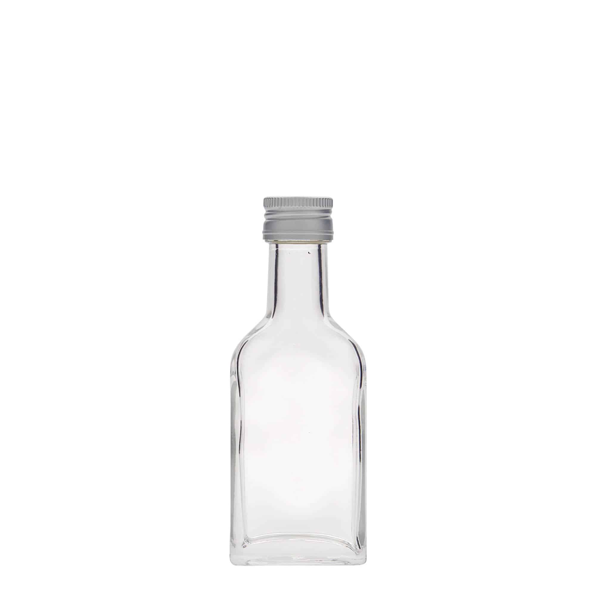 40 ml fickplunta lång hals, rektangulär, glas, mynning: PP 22