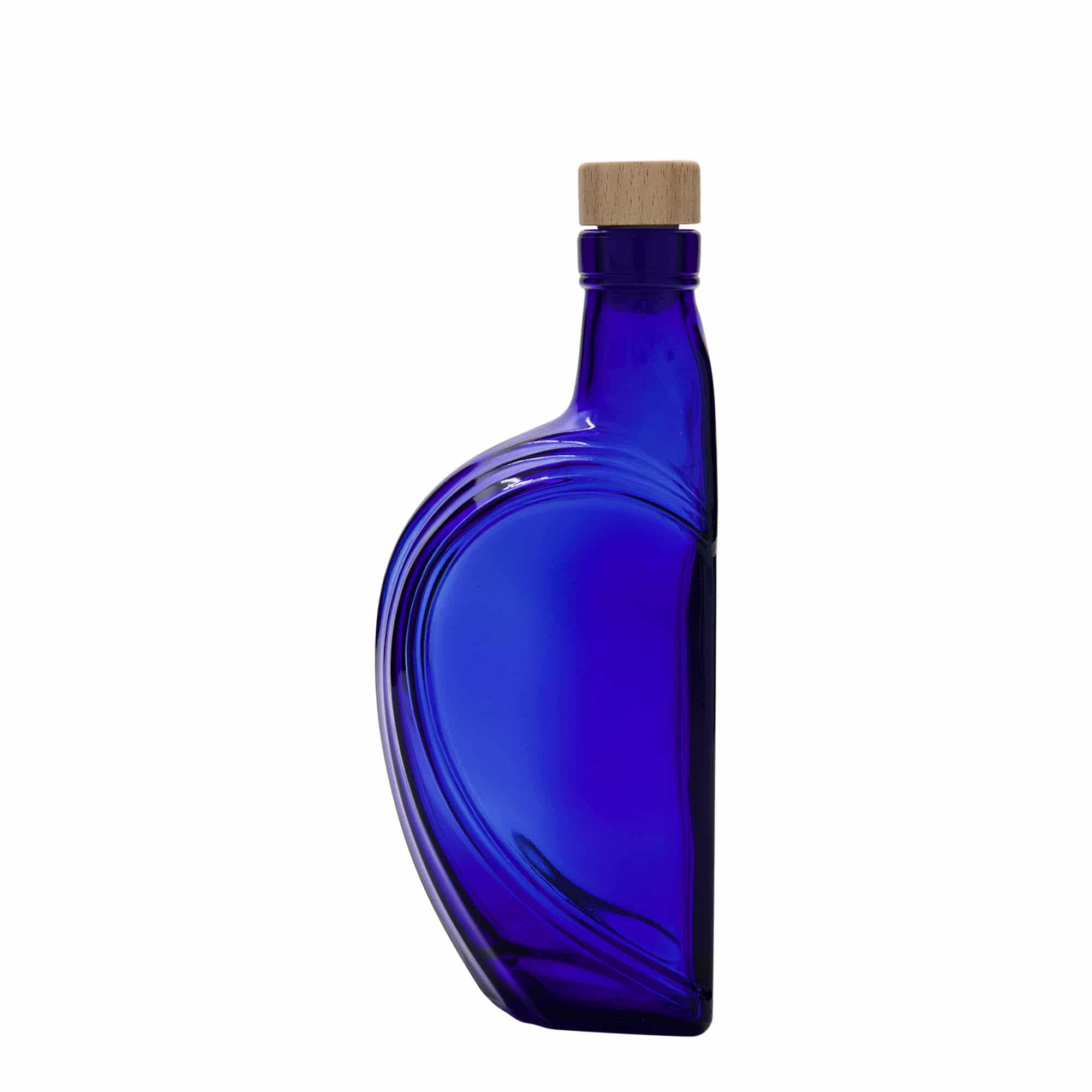 375 ml glasflaska 'Sweethearts', rektangulär, kungsblå, mynning: kork