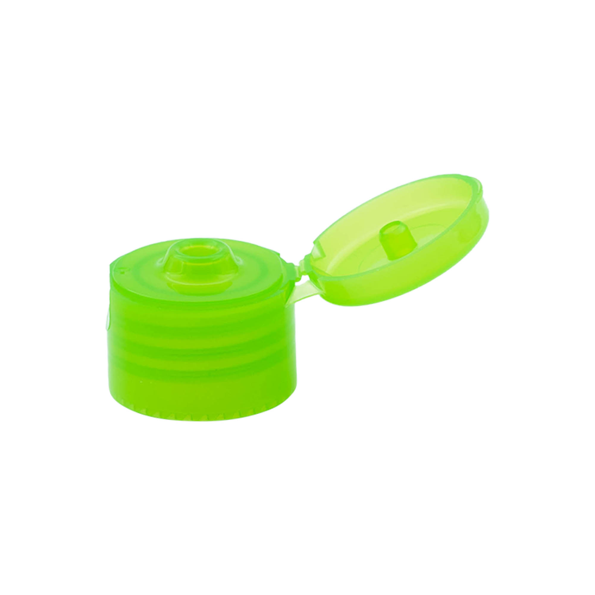 Skruvlock med gångjärn, PP-plast, grön, för mynning: 24/410 Skruvlock med gångjärn, PP-plast, grön, för mynning: 24/410