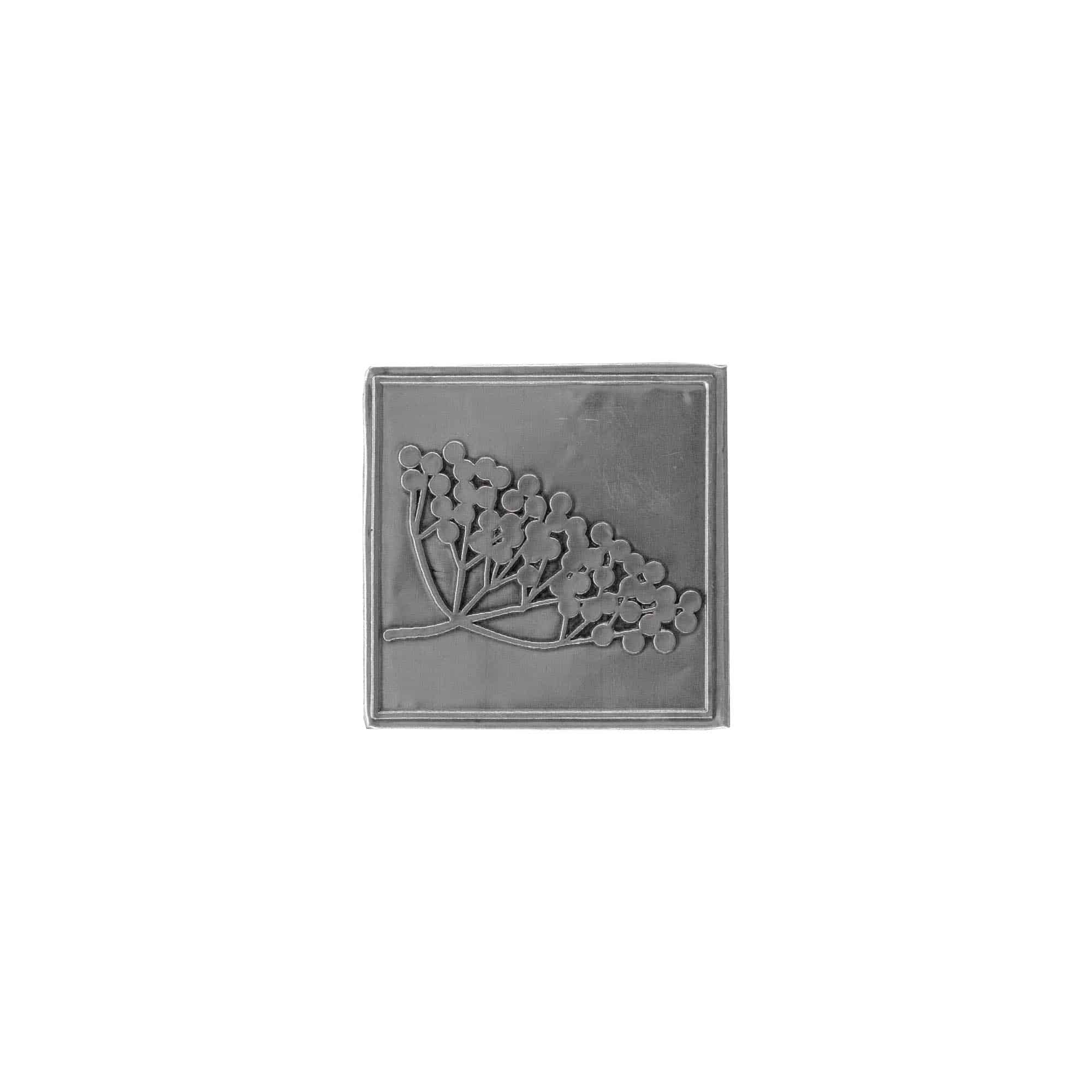 Tennetikett 'Fläder', kvadratisk, metall, silver Tennetikett 'Fläder', kvadratisk, metall, silver