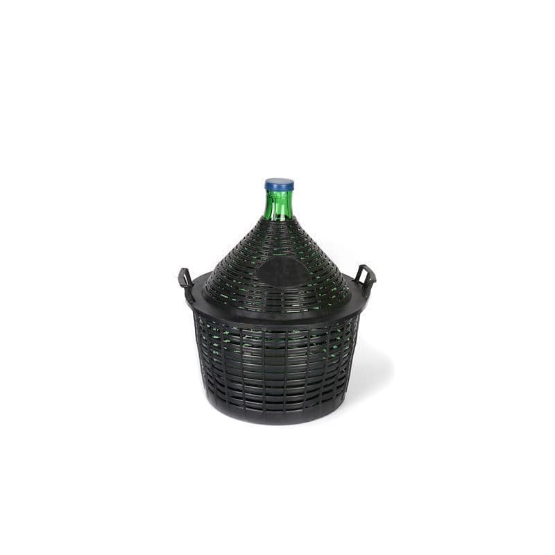 20 l ballongflaska med smal hals, glas, grön, öppning: påsatt lock