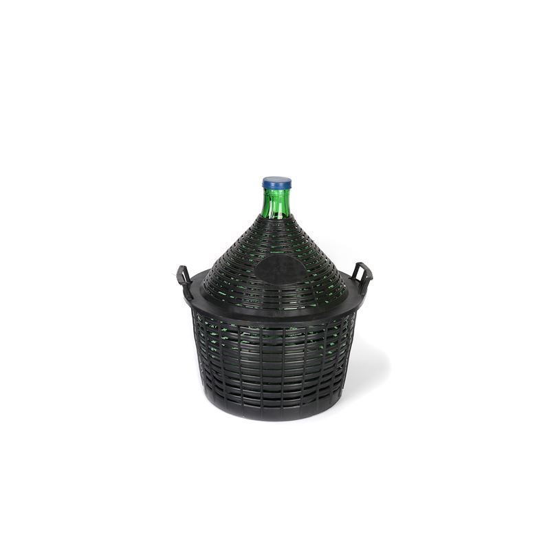 20 l ballongflaska med smal hals, glas, grön, öppning: påsatt lock