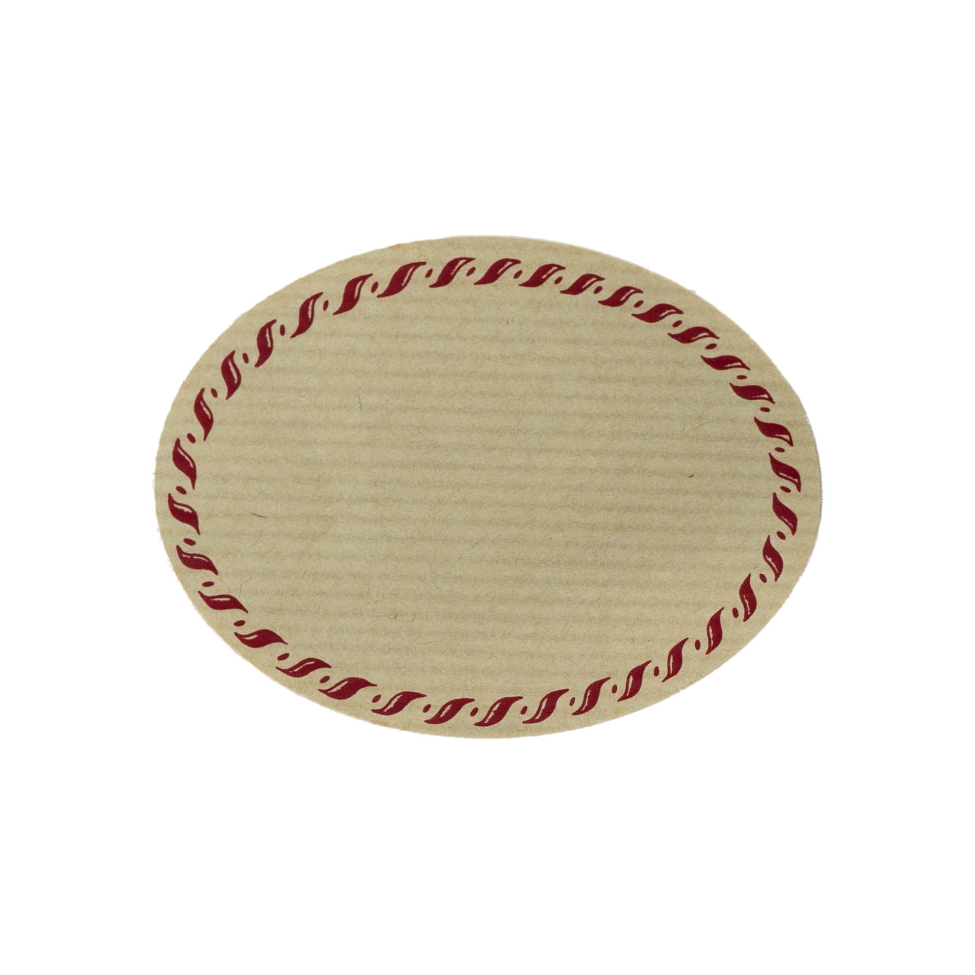 Stort naturmärke 'Snörrand', oval, papper, rödbrun