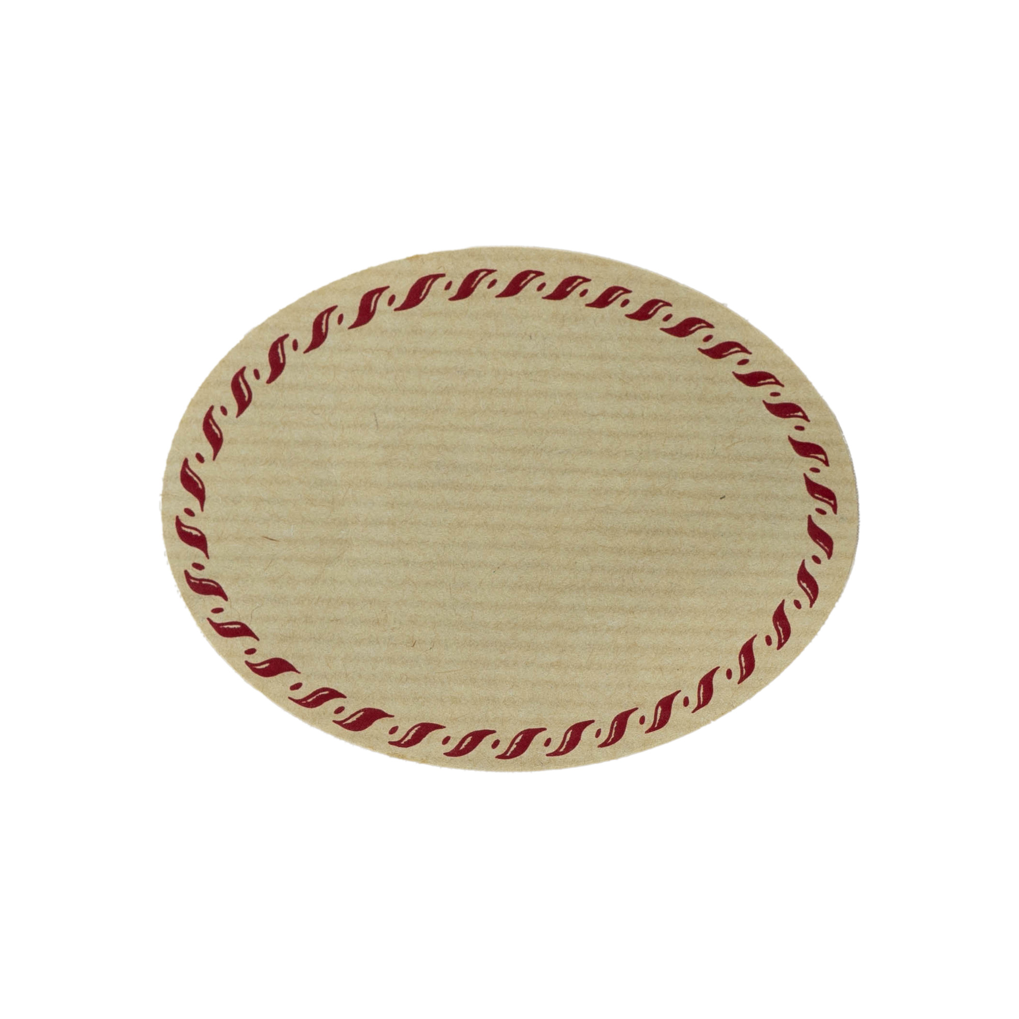 Stort naturmärke 'Snörrand', oval, papper, rödbrun