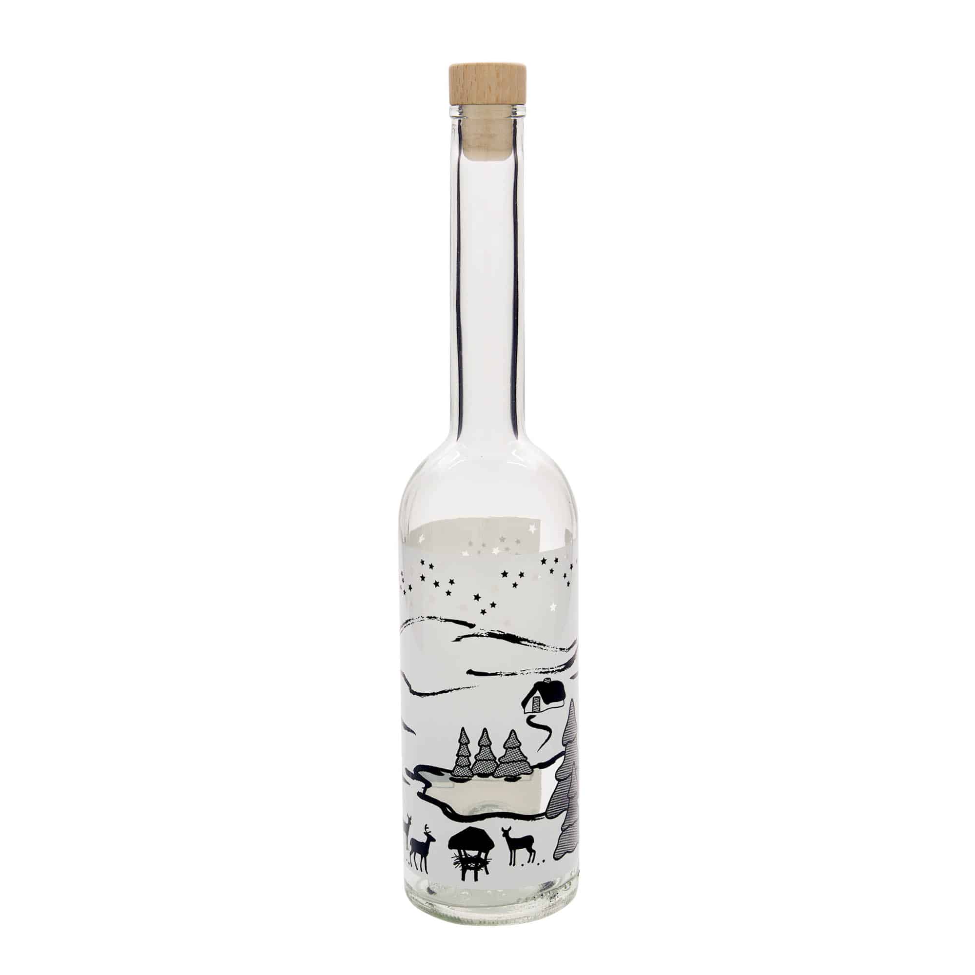 500 ml glasflaska 'Opera', motiv: Vinterdröm-Bianco, mynning: kork