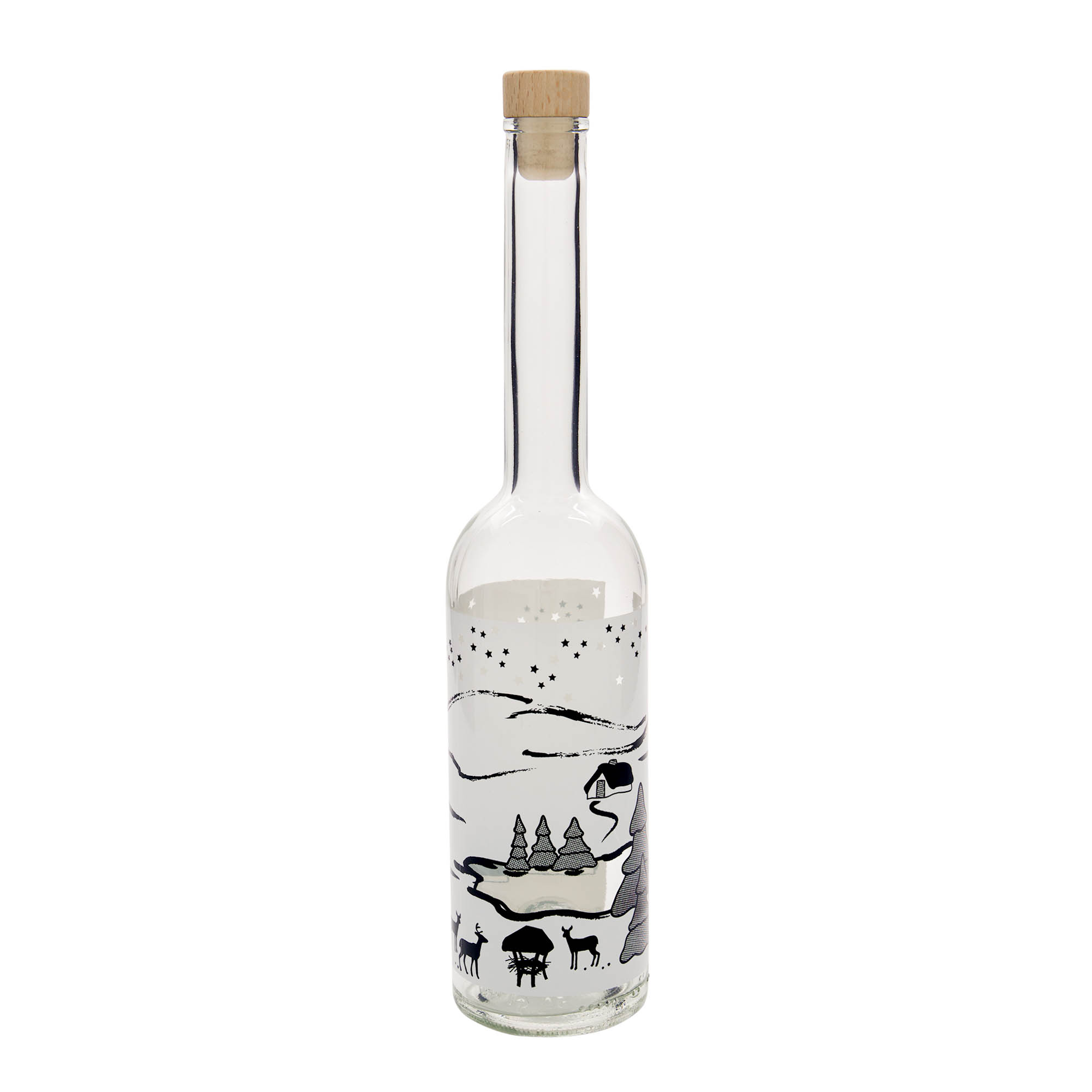 500 ml glasflaska 'Opera', motiv: Wintertraum-Bianco, mynning: kork