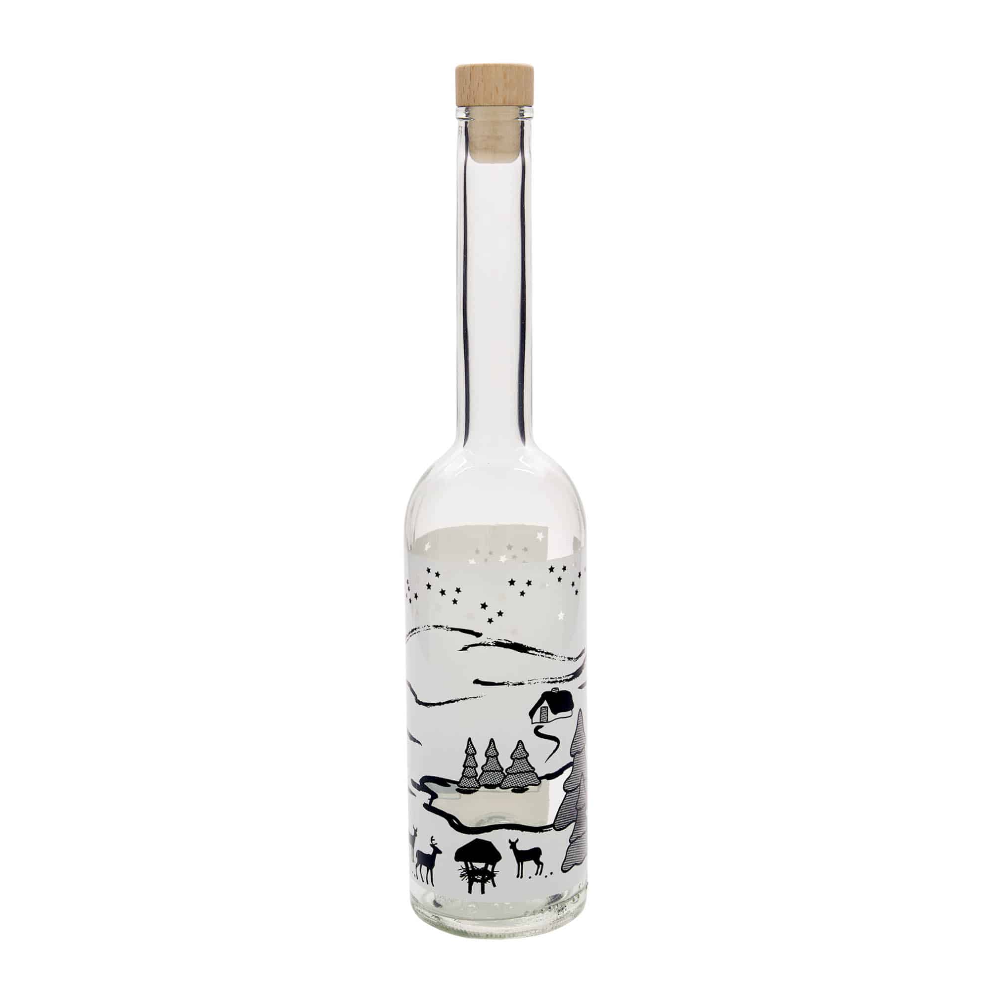 500 ml glasflaska 'Opera', motiv: Wintertraum-Bianco, mynning: kork