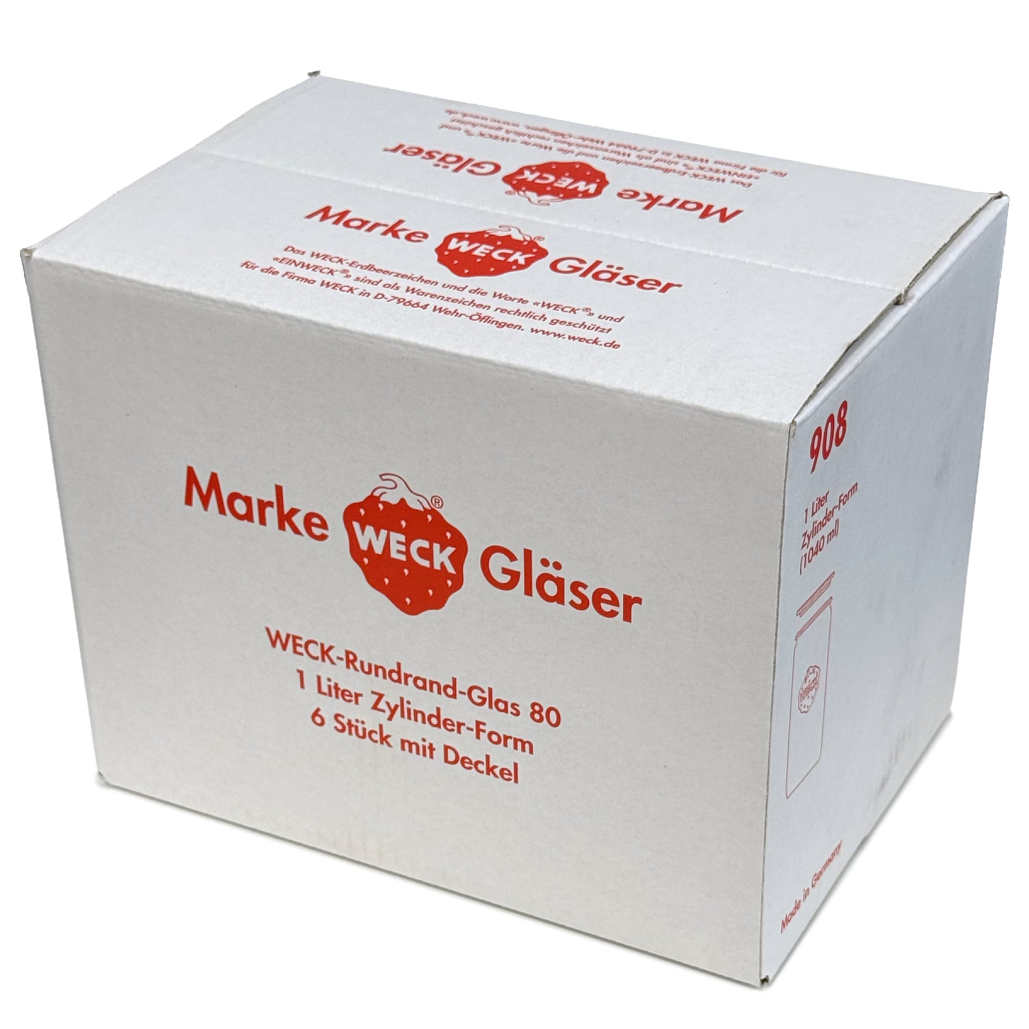 6x 1040 ml WECK-cylinderglas med glaslock RR 80