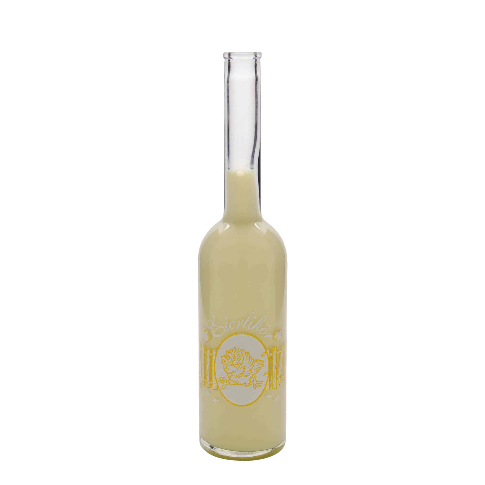 500 ml glasflaska 'Opera', motiv: Ägglikör, mynning: kork