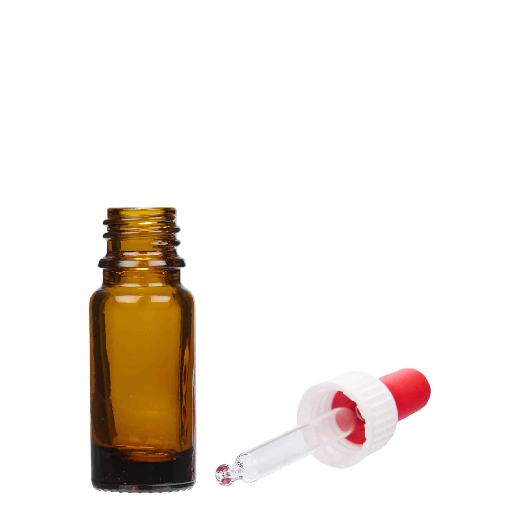 10 ml pipettflaska medicin, glas, brun, mynning: DIN 18