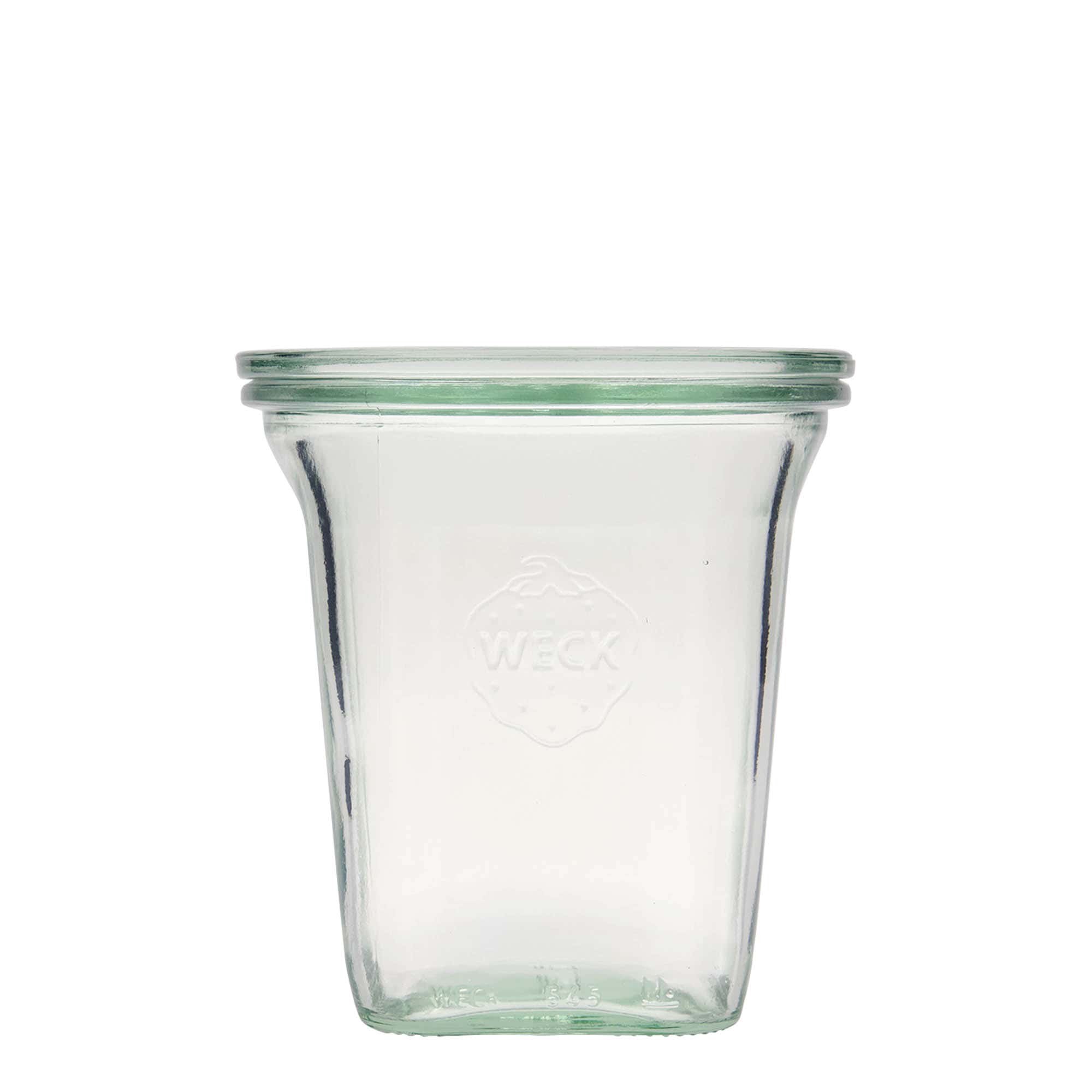 545 ml WECK-quadroglas, kvadratisk, plast, mynning: rund kant