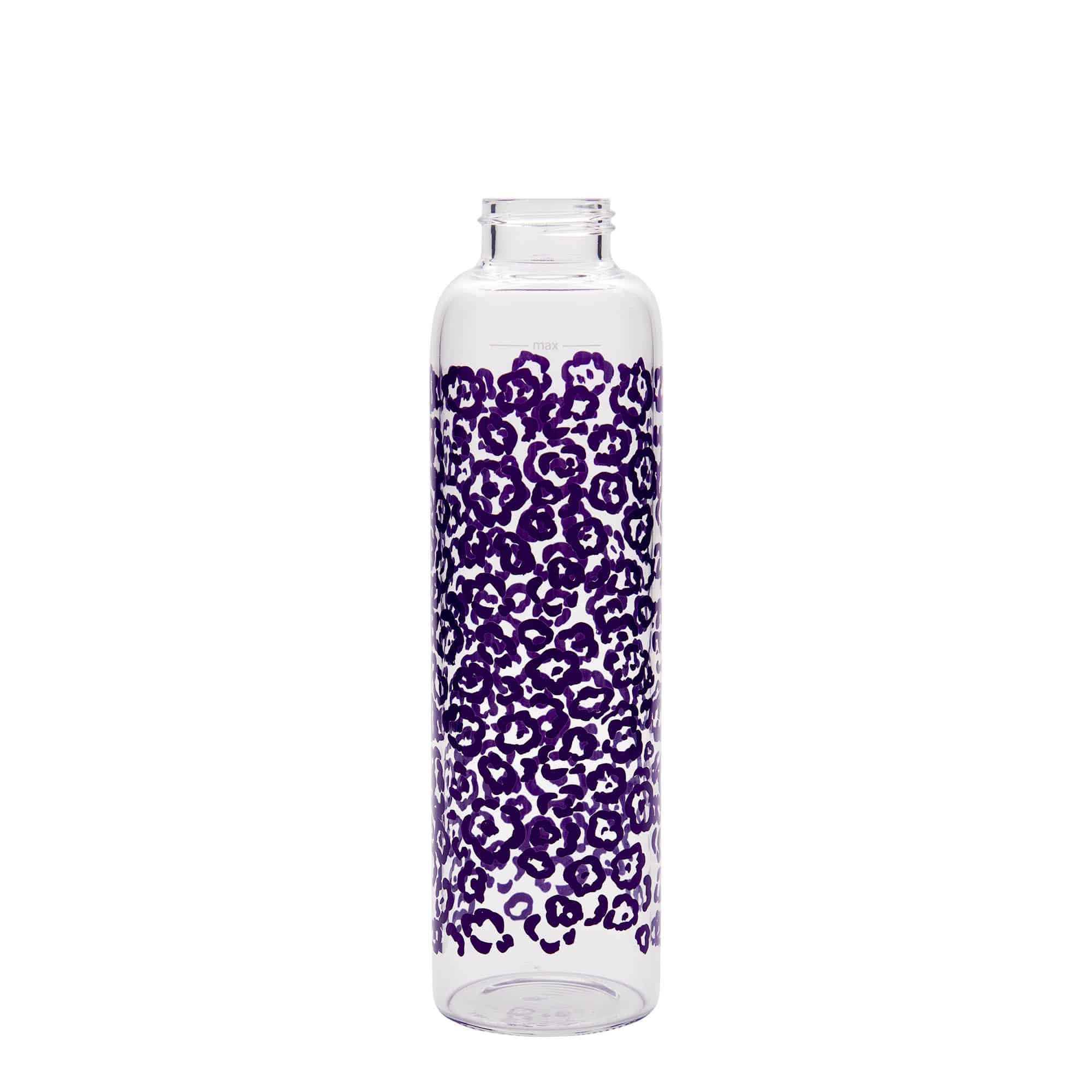 500 ml dricksflaska 'Perseus', motiv: lila blommor, mynning: skruvkapsel