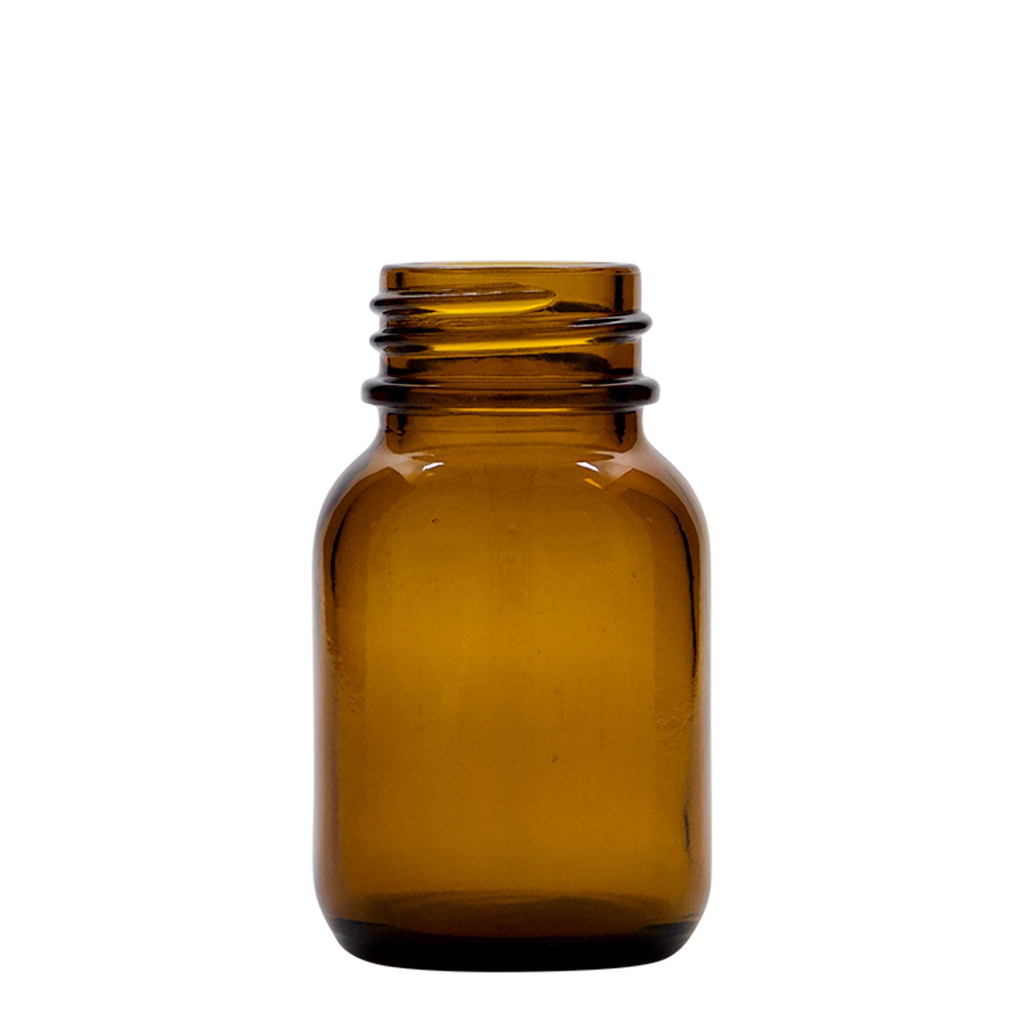 50 ml vid hals glas, brunt, öppning: DIN 32