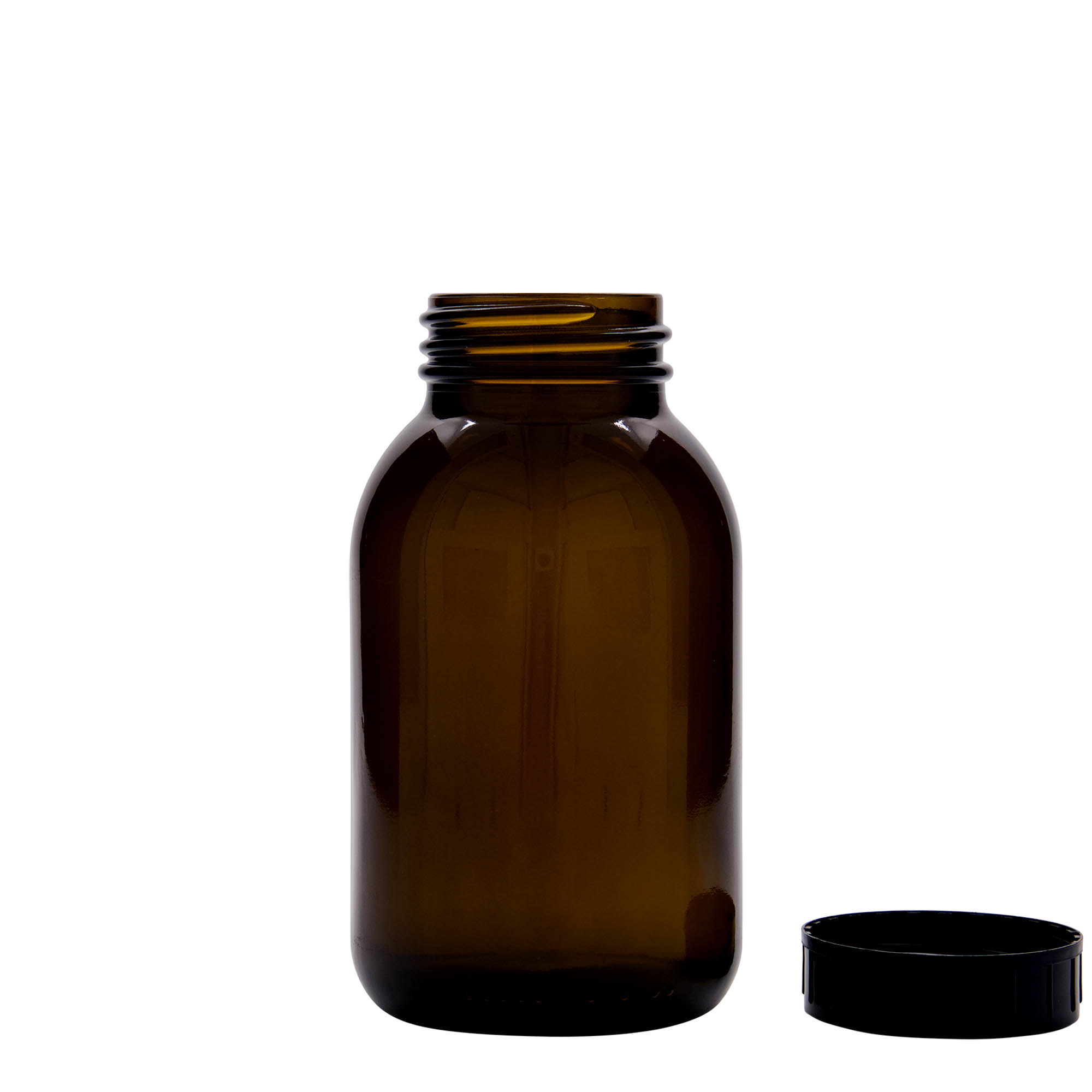 500 ml vid hals, brunt glas, öppning: DIN 55