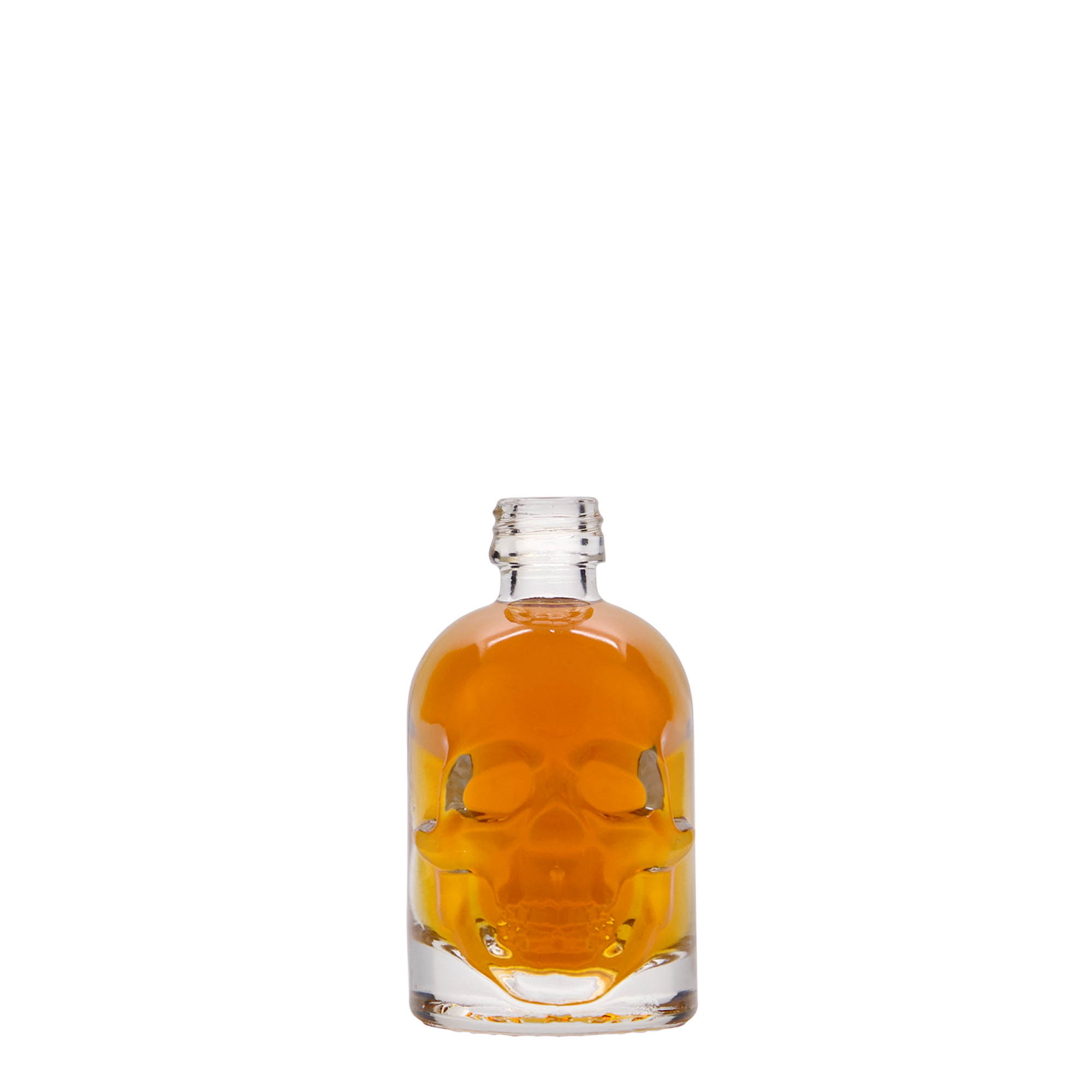 50 ml glasflaska 'Dödskalle', öppning: PP 18 50 ml glasflaska 'Dödskalle', öppning: PP 18