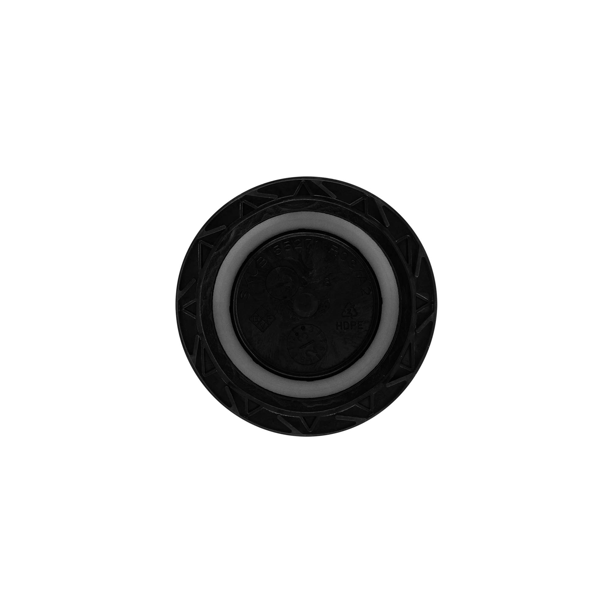 Skruvlock, PP-plast, svart, för mynning: ND55