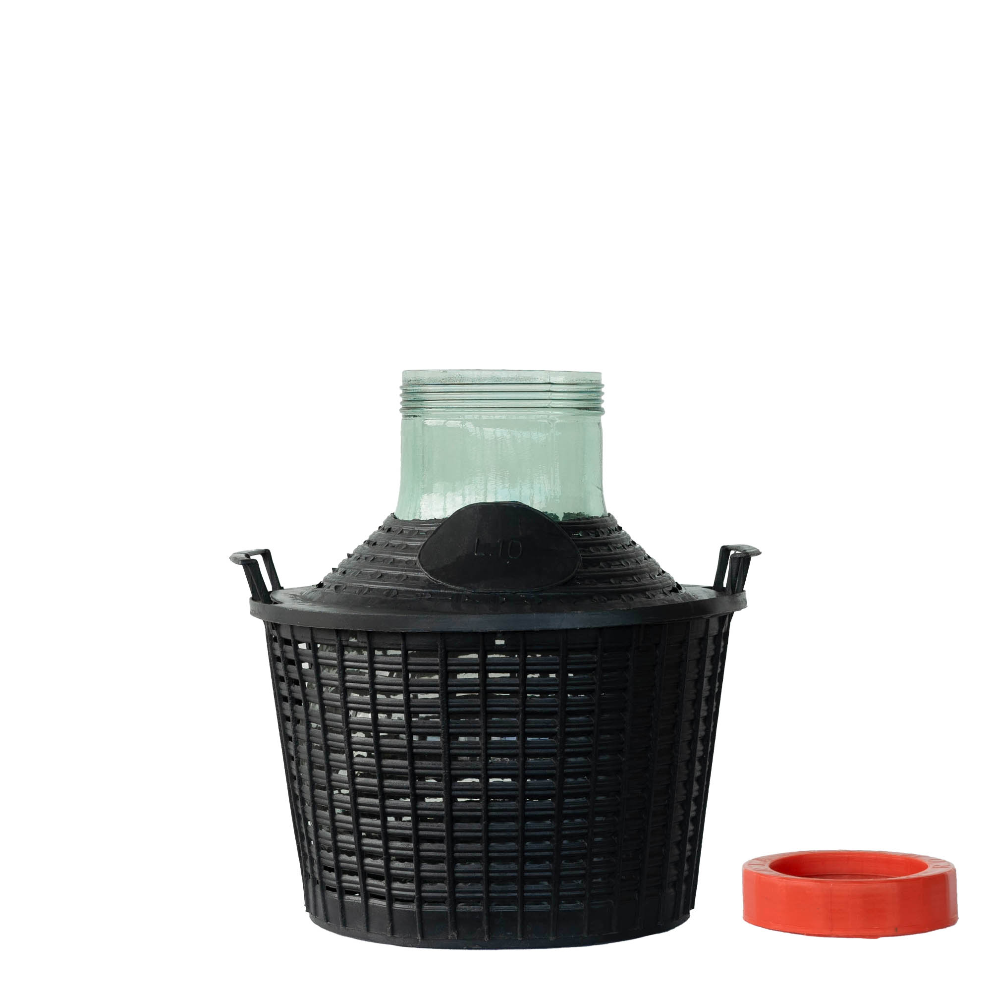 10 l ballongflaska med vid hals, glas, öppning: skruvlock