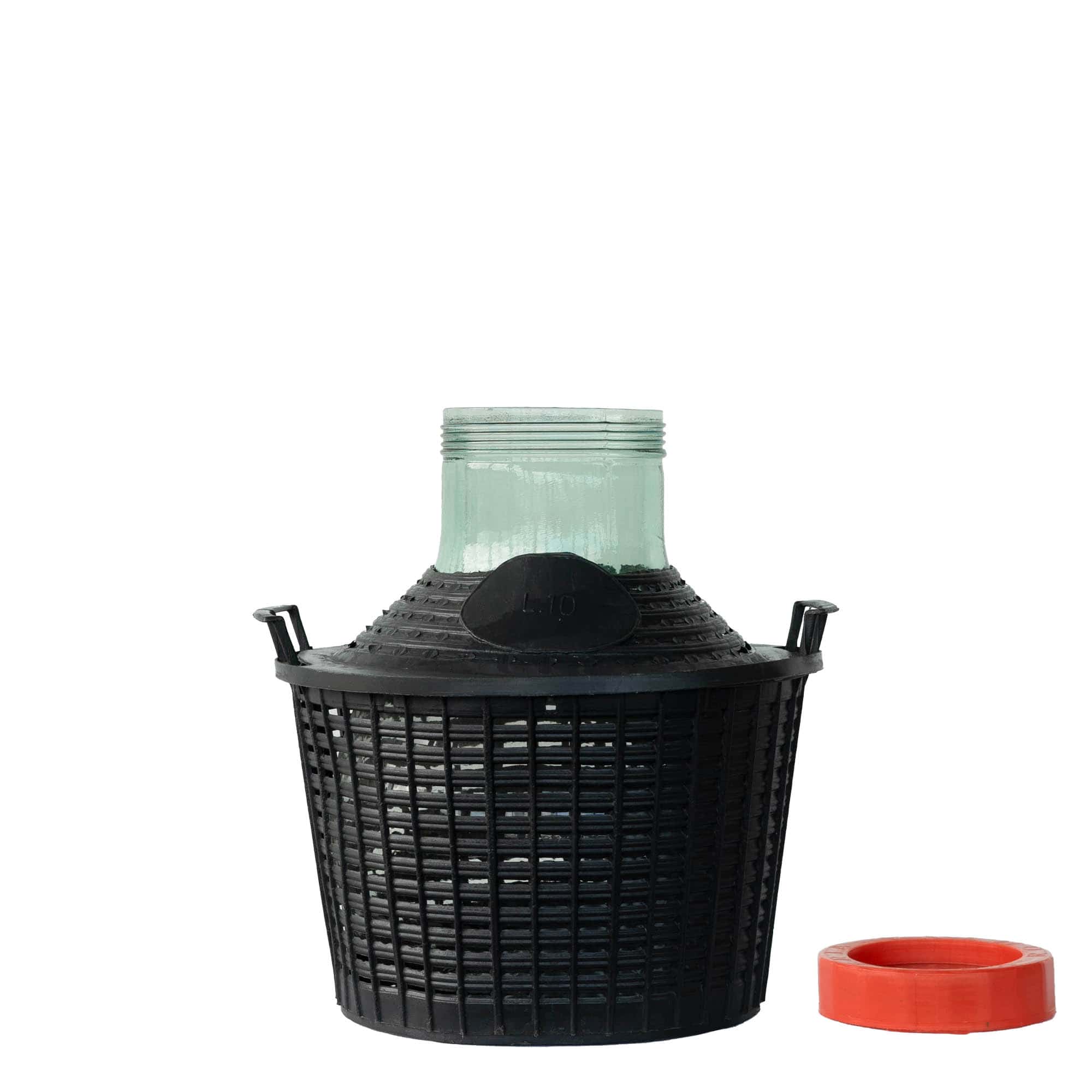 10 l ballongflaska med vid hals, glas, öppning: skruvlock