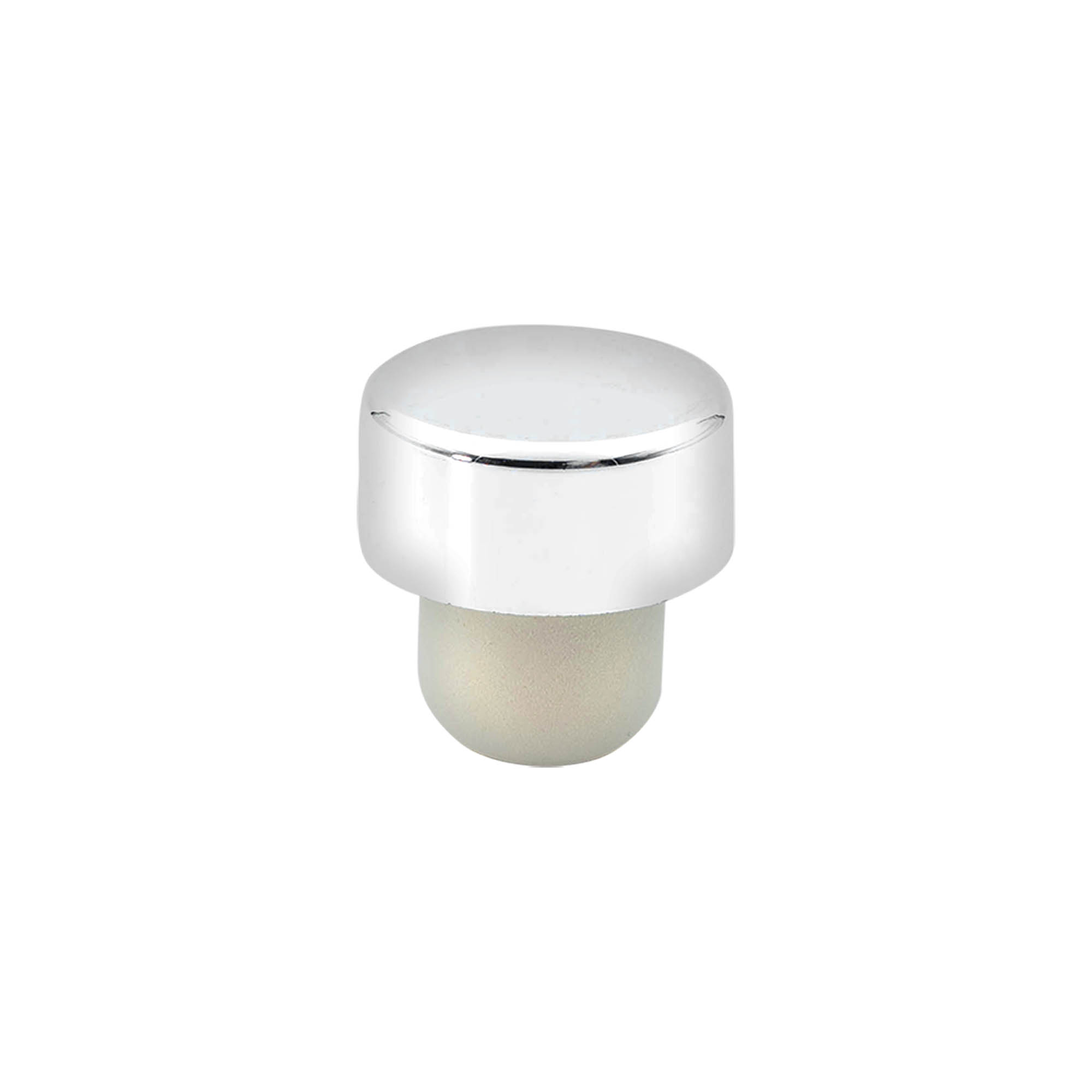 Greppkork 19 mm, plast, silver, för mynning: kork Greppkork 19 mm, plast, silver, för mynning: kork
