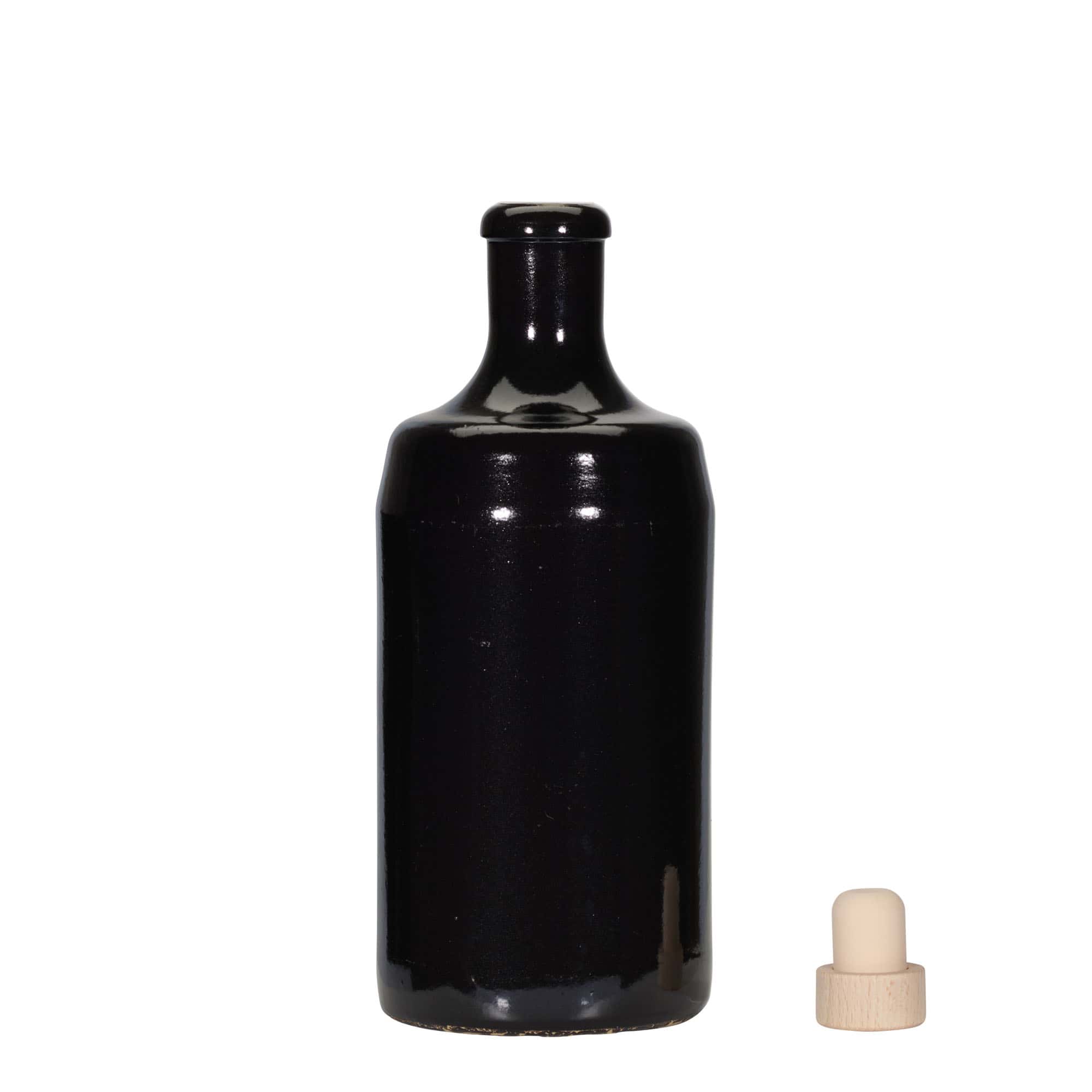 700 ml lerkrus 'Calvados, stengods, svart, mynning: kork'