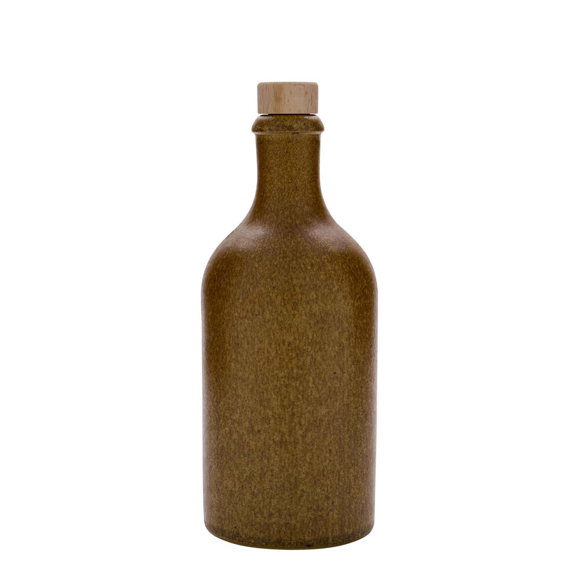 500 ml tonkrus, stengods, brun-kristall, mynning: kork