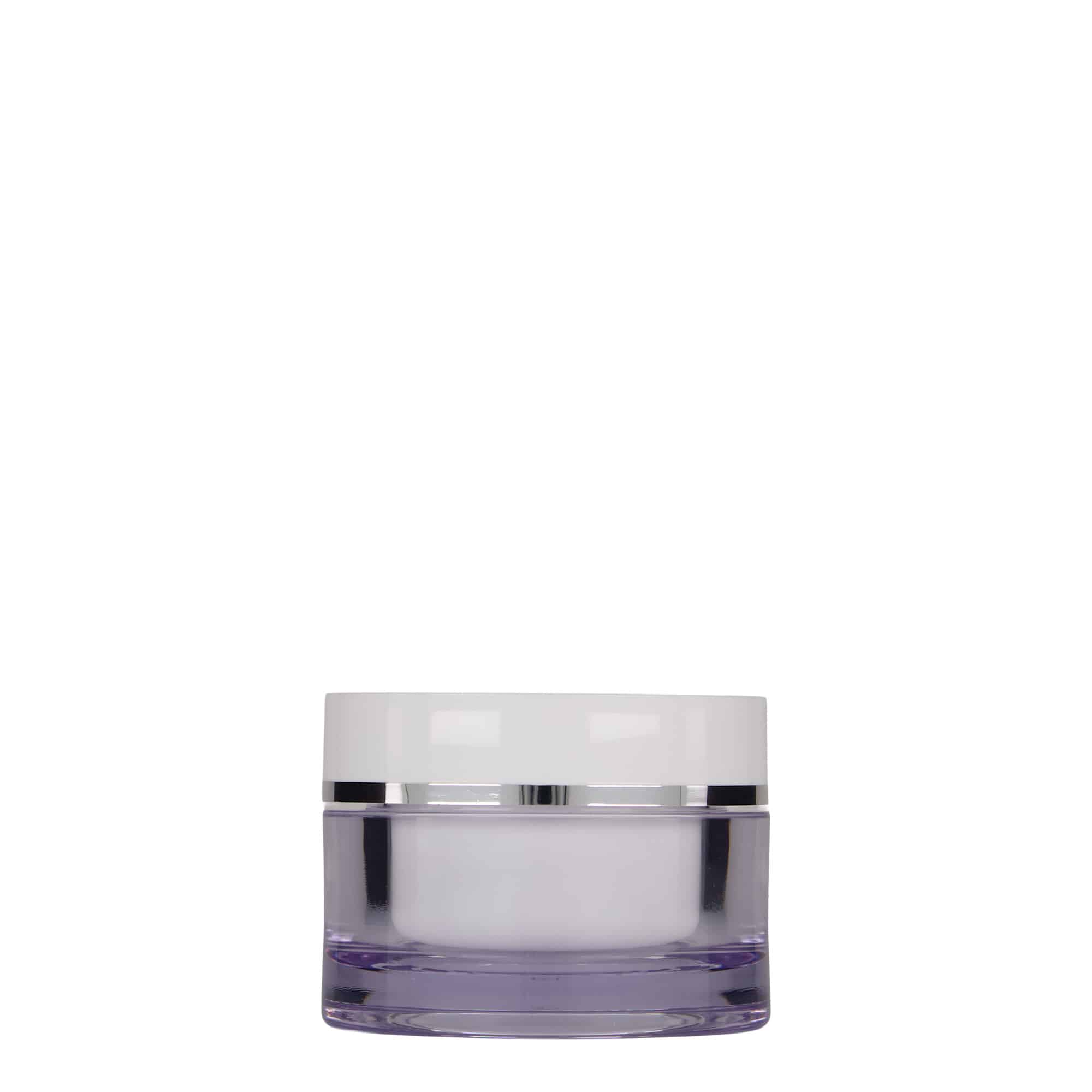 50 ml burk, SAN-plast, vit, mynning: skruvkapsel