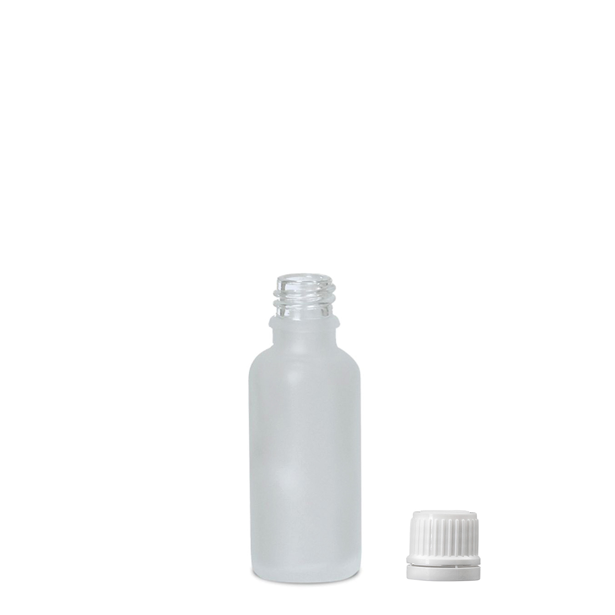 30 ml medicinflaska, glas, frostad, mynning: DIN 18