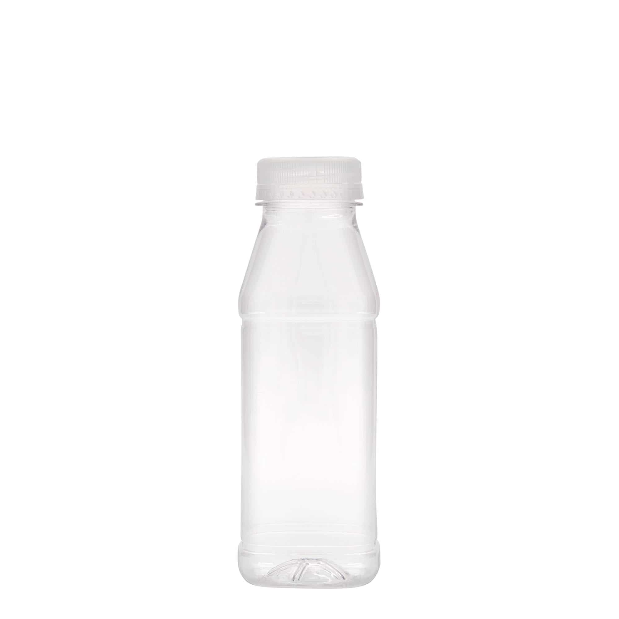 330 ml PET-flaska 'Milk and Juice Carré', kvadratisk, plast, mynning: 38 mm