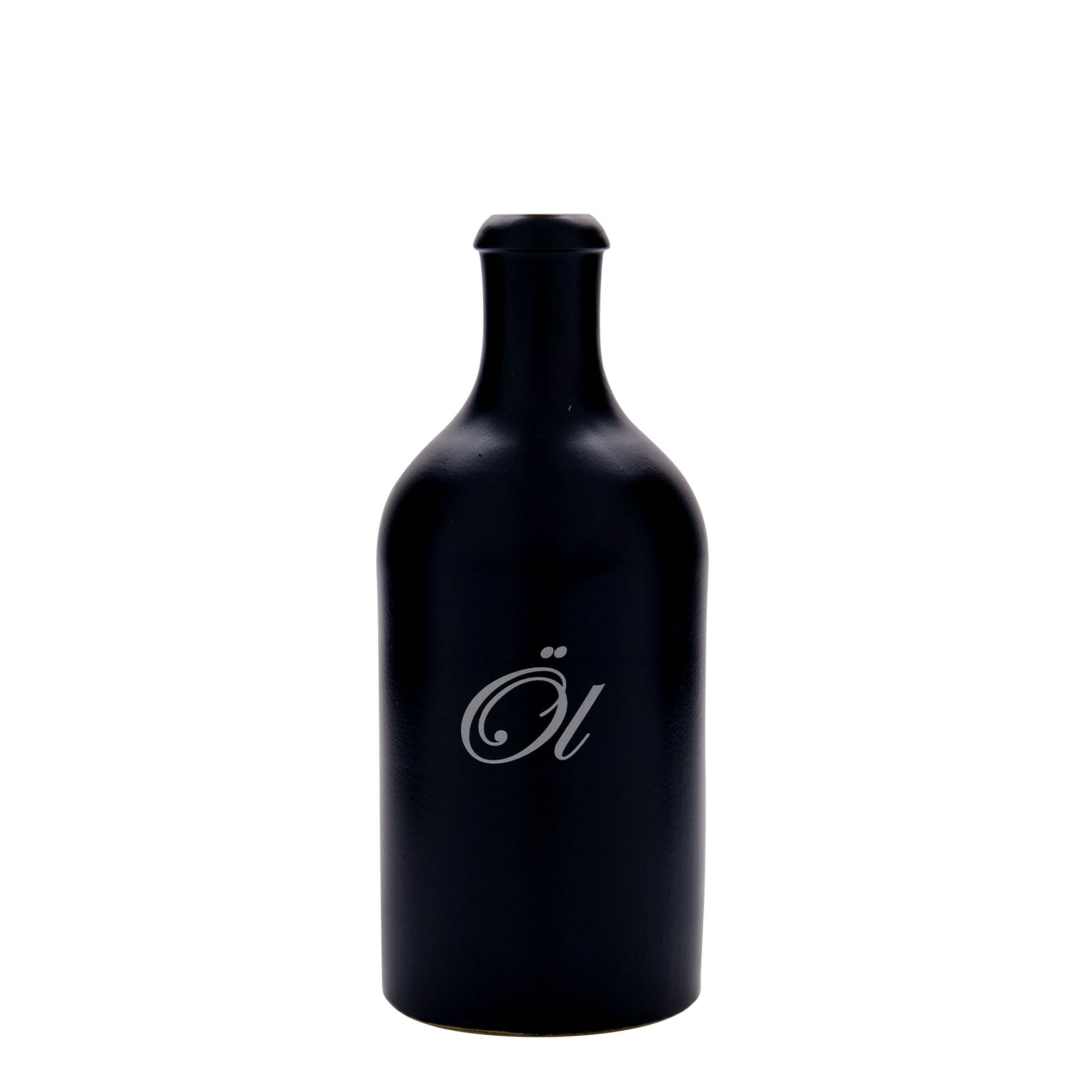 500 ml Tonkrus, motiv: Öl, stengods, svart, mynning: kork
