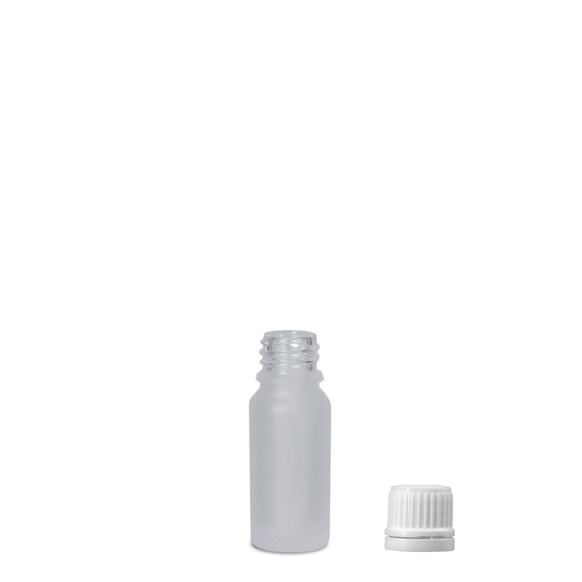 10 ml medicinflaska, glas, frostad, mynning: DIN 18
