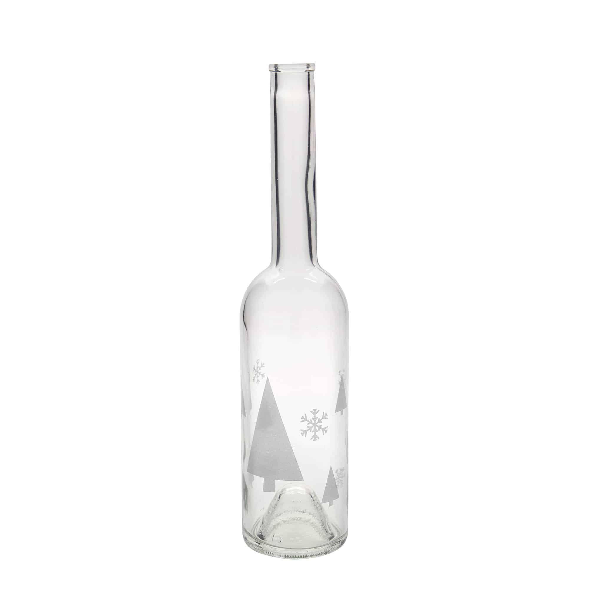 500 ml glasflaska 'Opera', motiv: snöflingor, öppning: kork