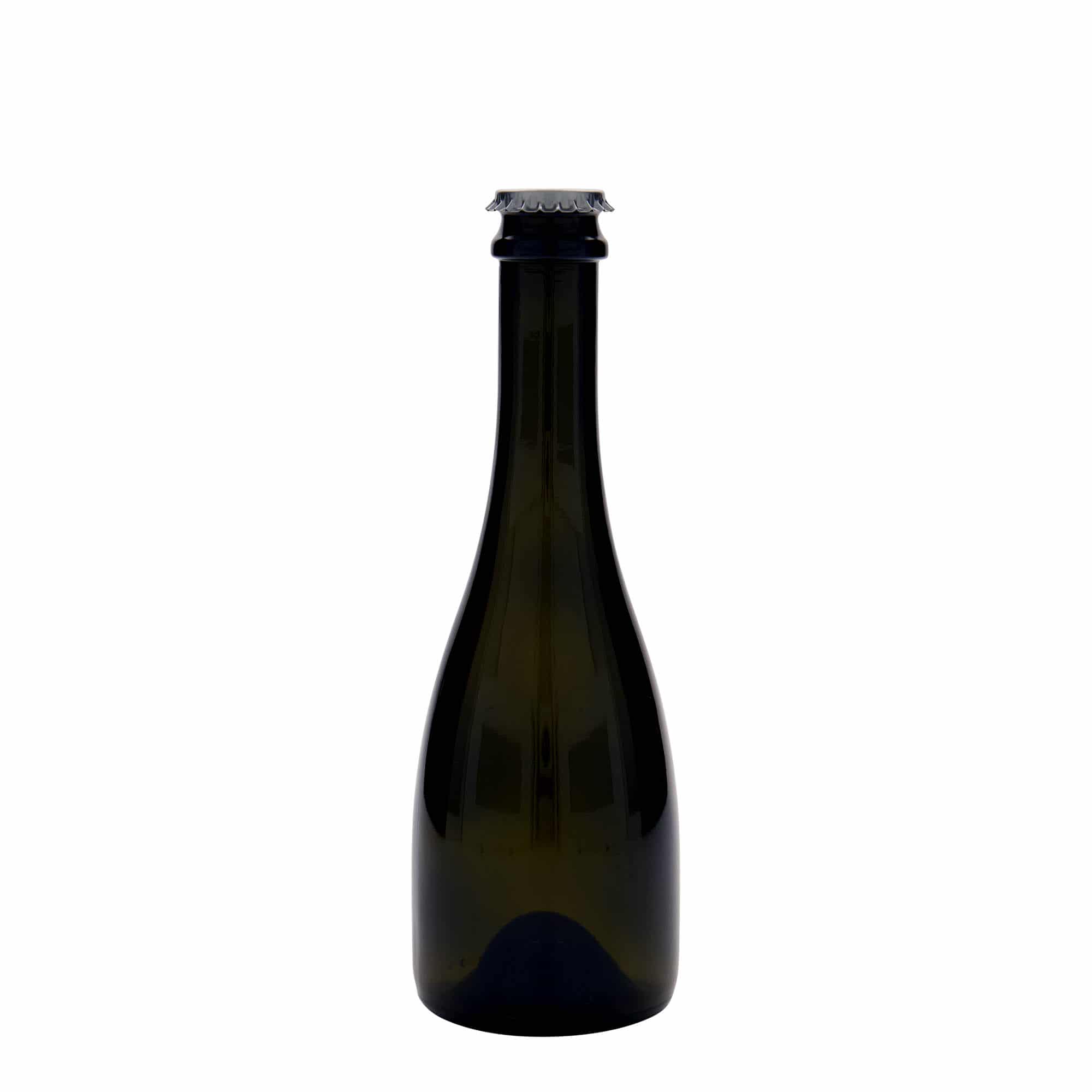 330 ml öl-/champagneflaska 'Tosca', glas, antikgrön, öppning: kapsyl