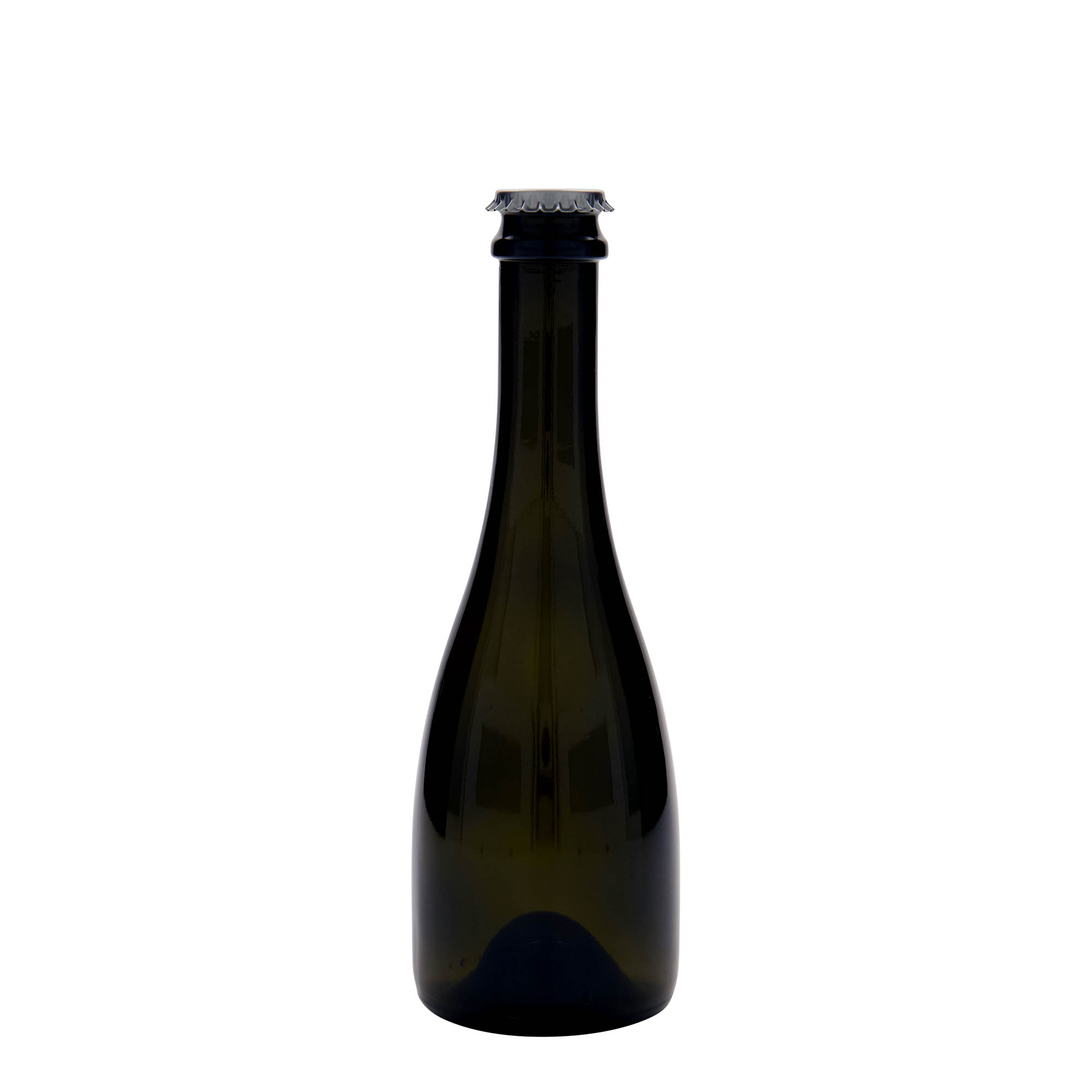 330 ml öl-/champagneflaska 'Tosca', glas, antikgrön, öppning: kapsyl