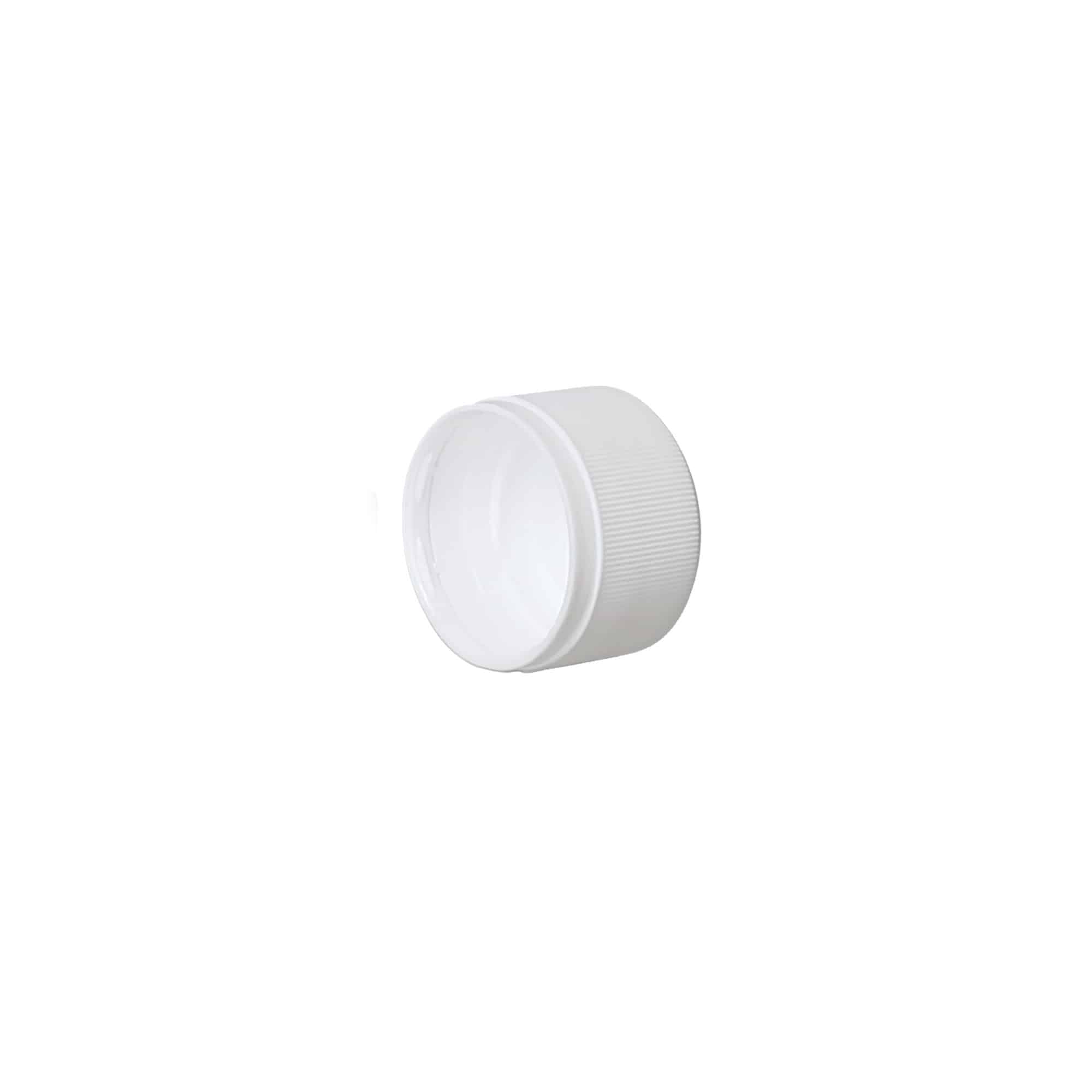 Skruvlock variant A, PP-plast, vit, för mynning: PP 28