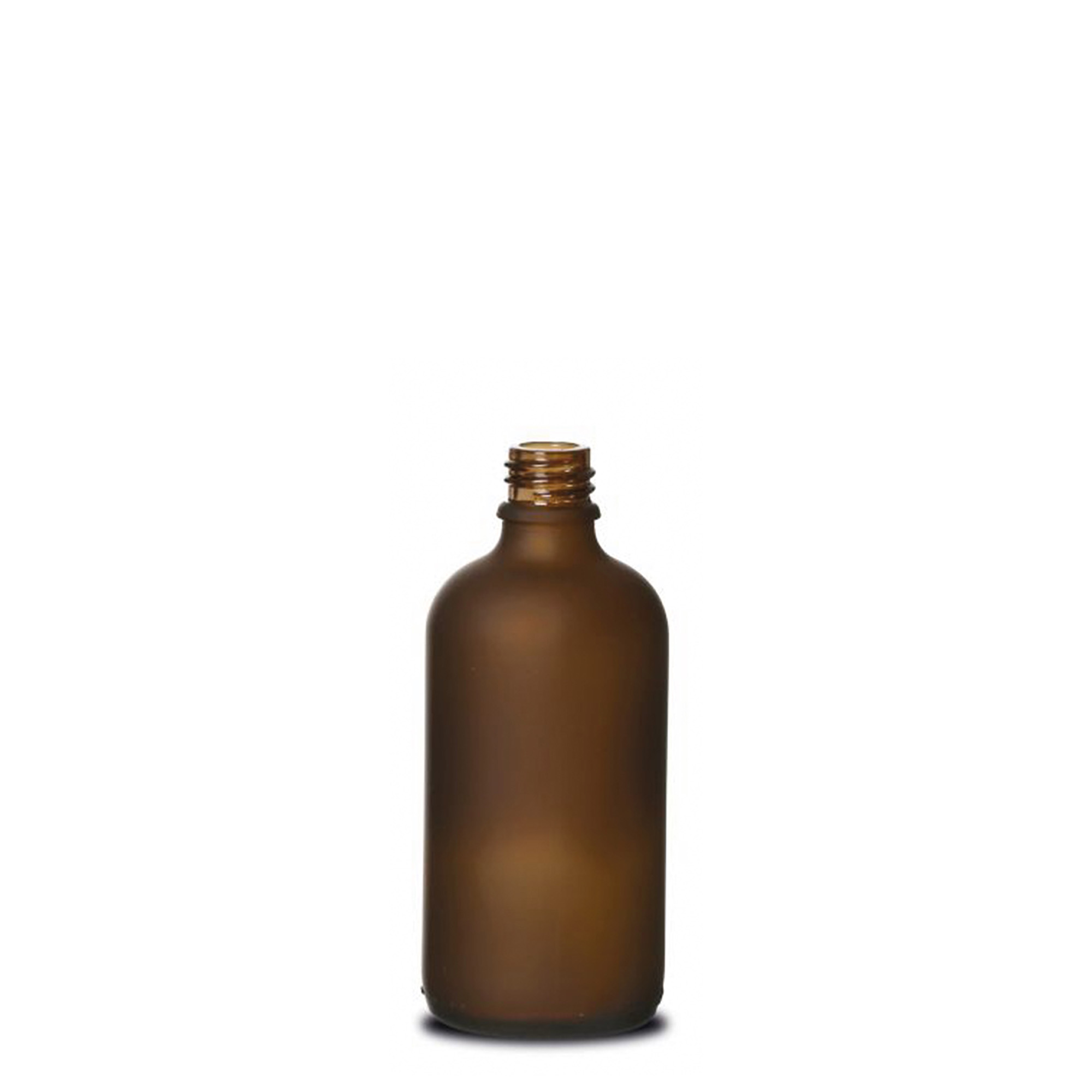 100 ml medicinflaska, glas, brun frostad, mynning: DIN 18