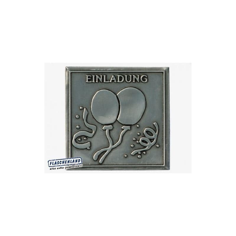 Tennetikett 'Inbjudan', kvadratisk, metall, silver Tennetikett 'Inbjudan', kvadratisk, metall, silver